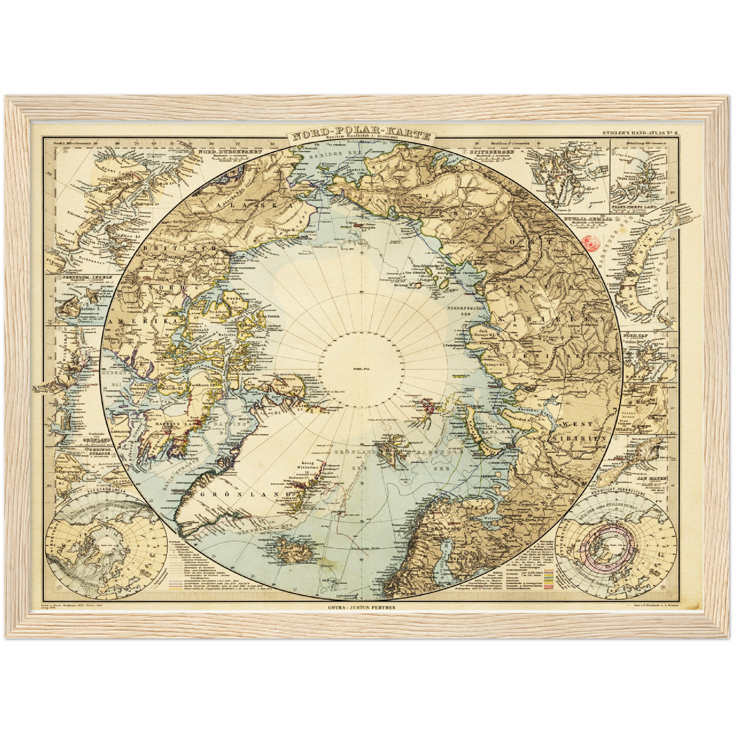 Historische Landkarte Arktis um 1885