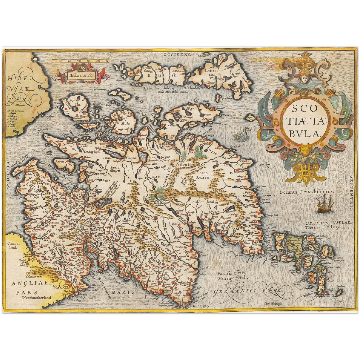 Historische Landkarte Schottland um 1609