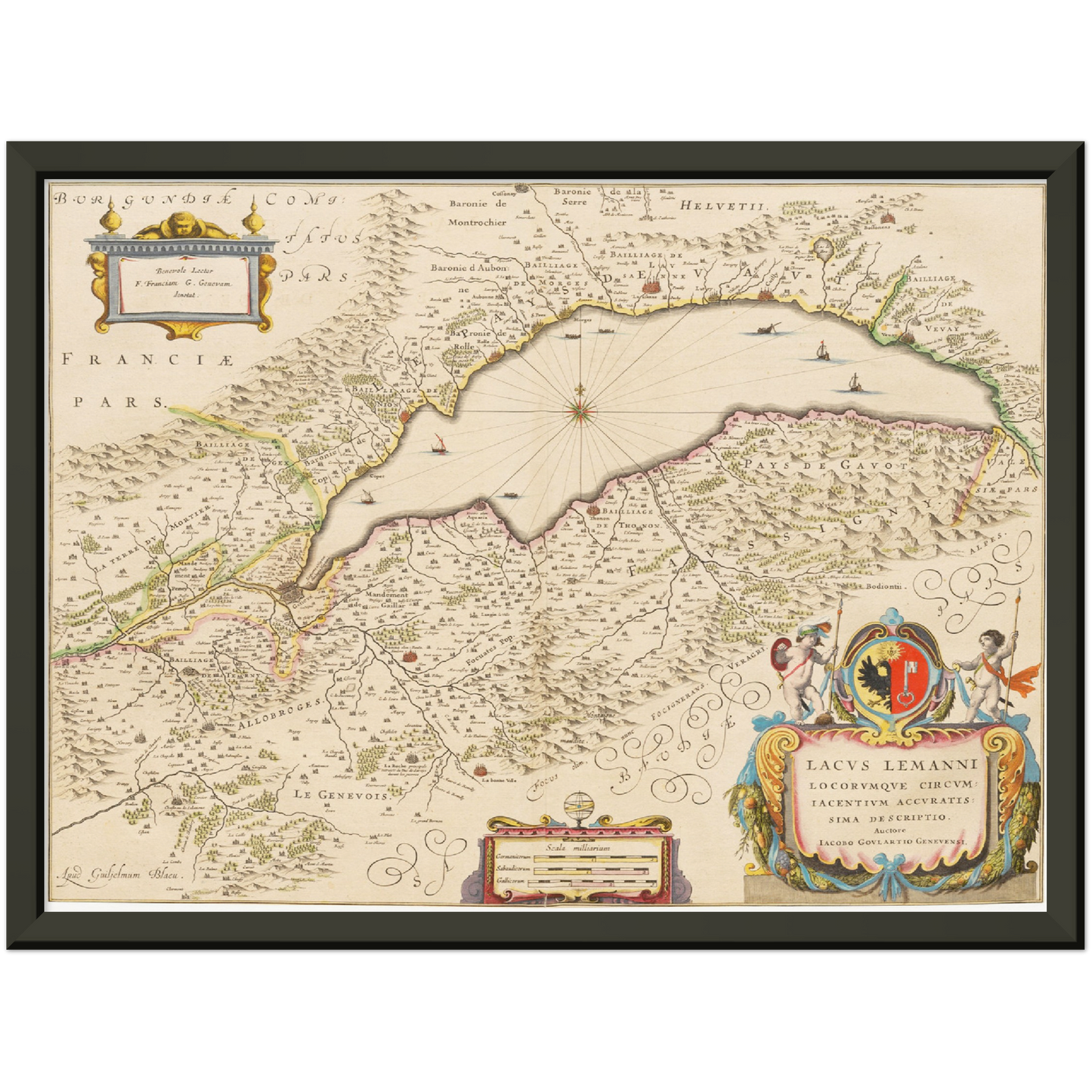 Historische Landkarte Genfer See um 1635