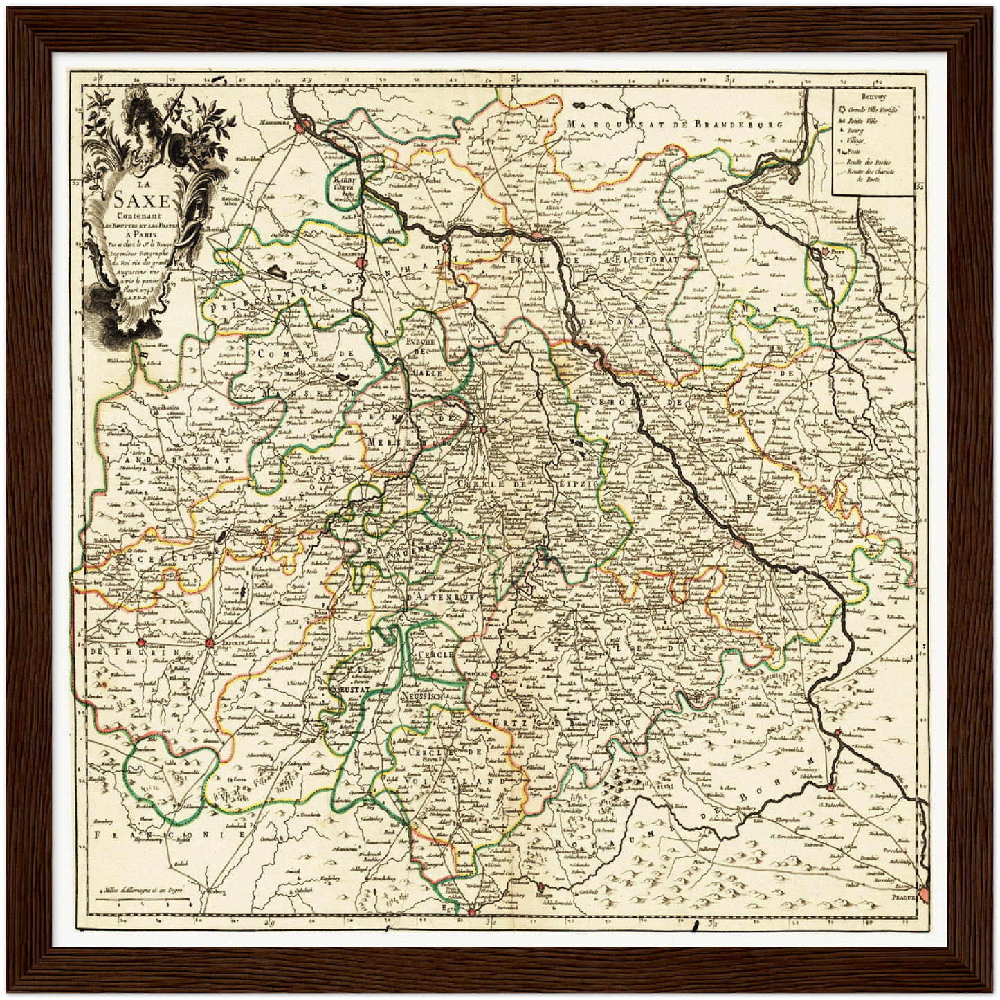 Historische Landkarte Sachsen um 1743