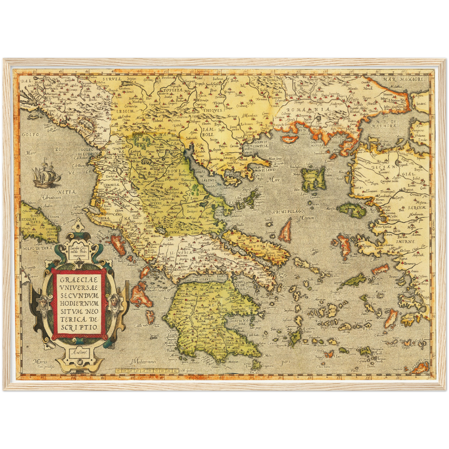Historische Landkarte Griechenland um 1609