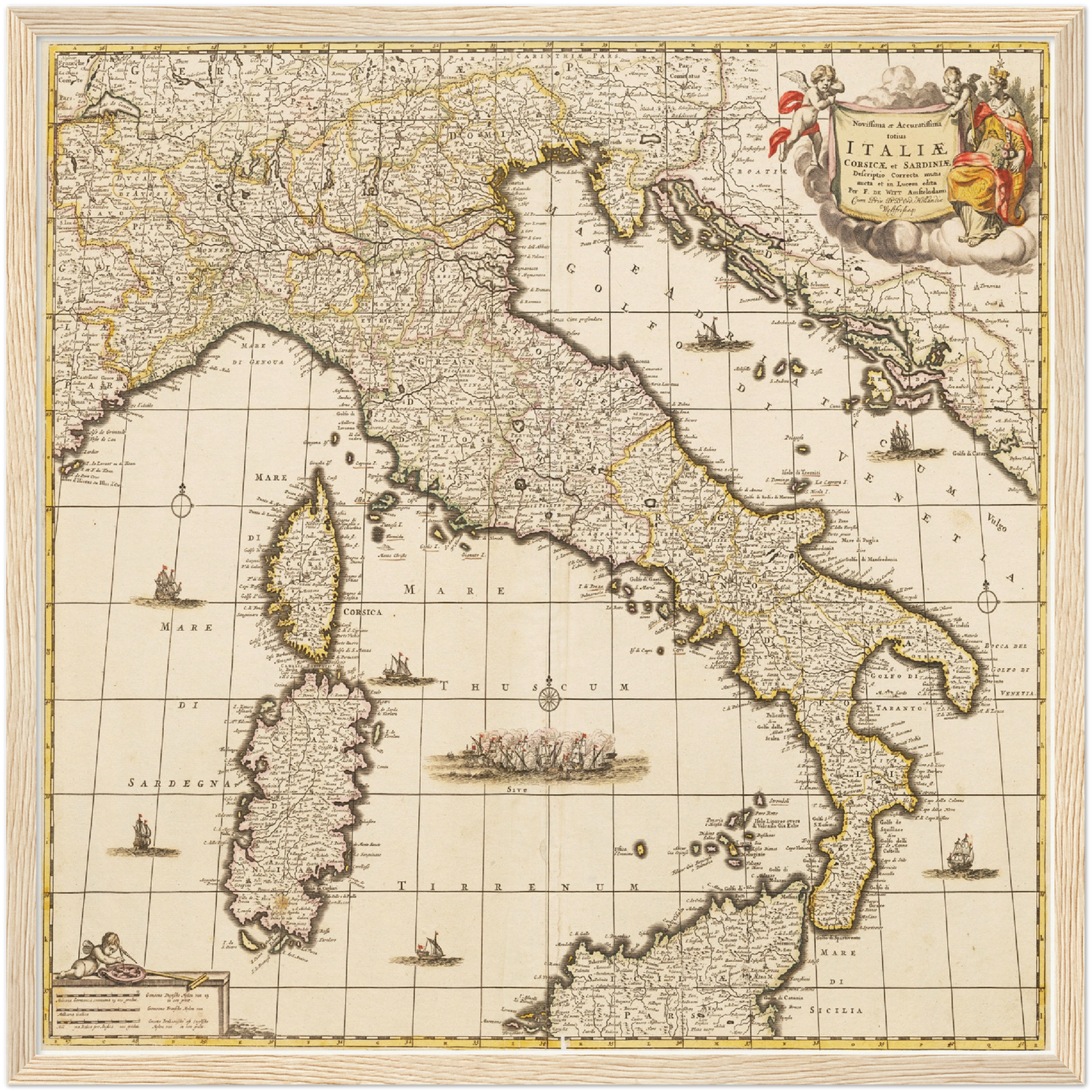 Historische Landkarte Italien um 1698