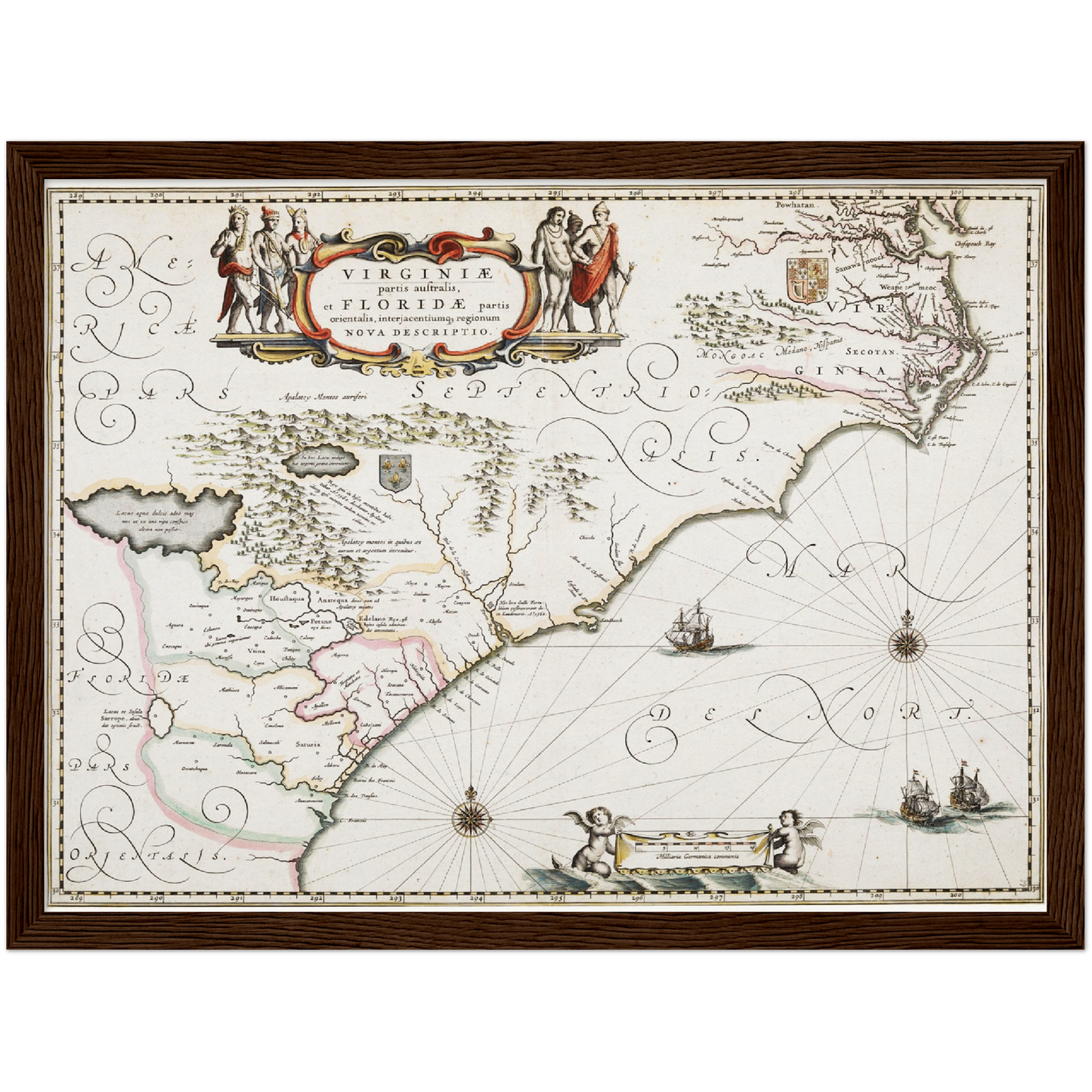 Historische Landkarte Kolonie Virginia um 1670