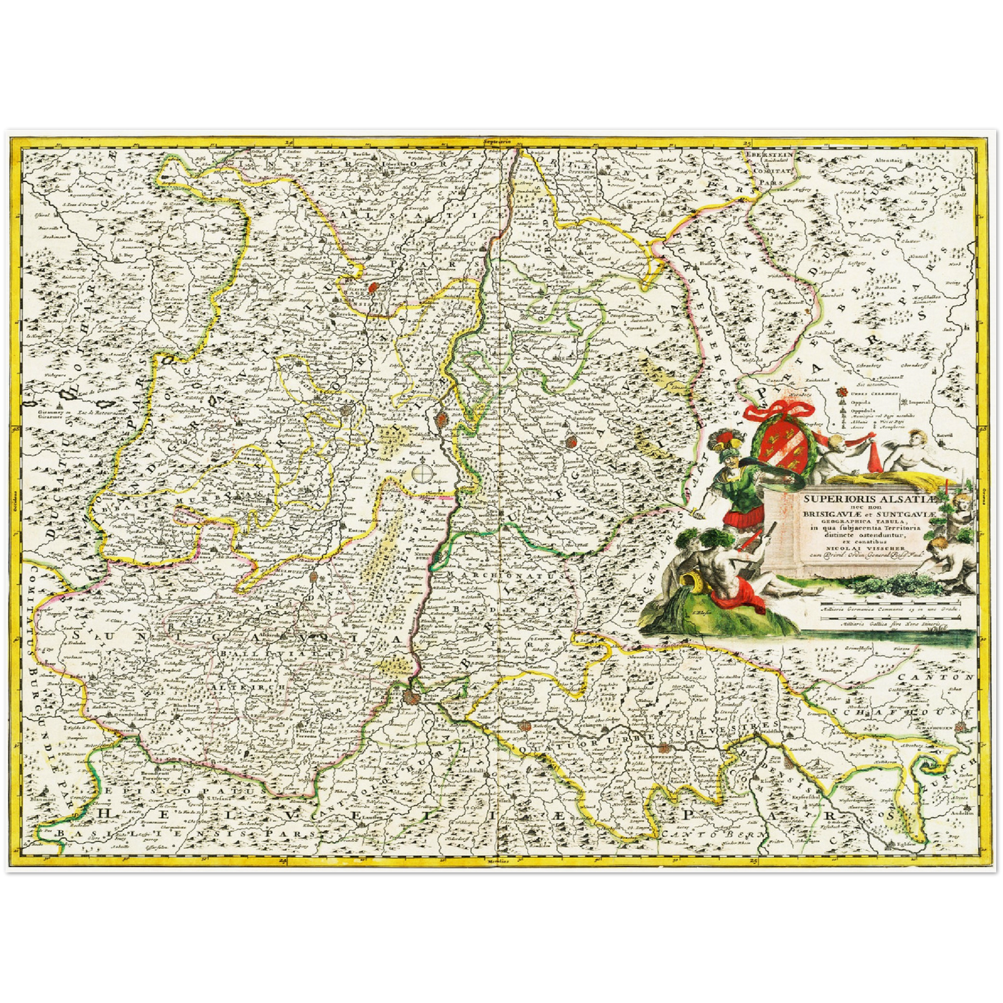 Historische Landkarte Oberrhein um 1700