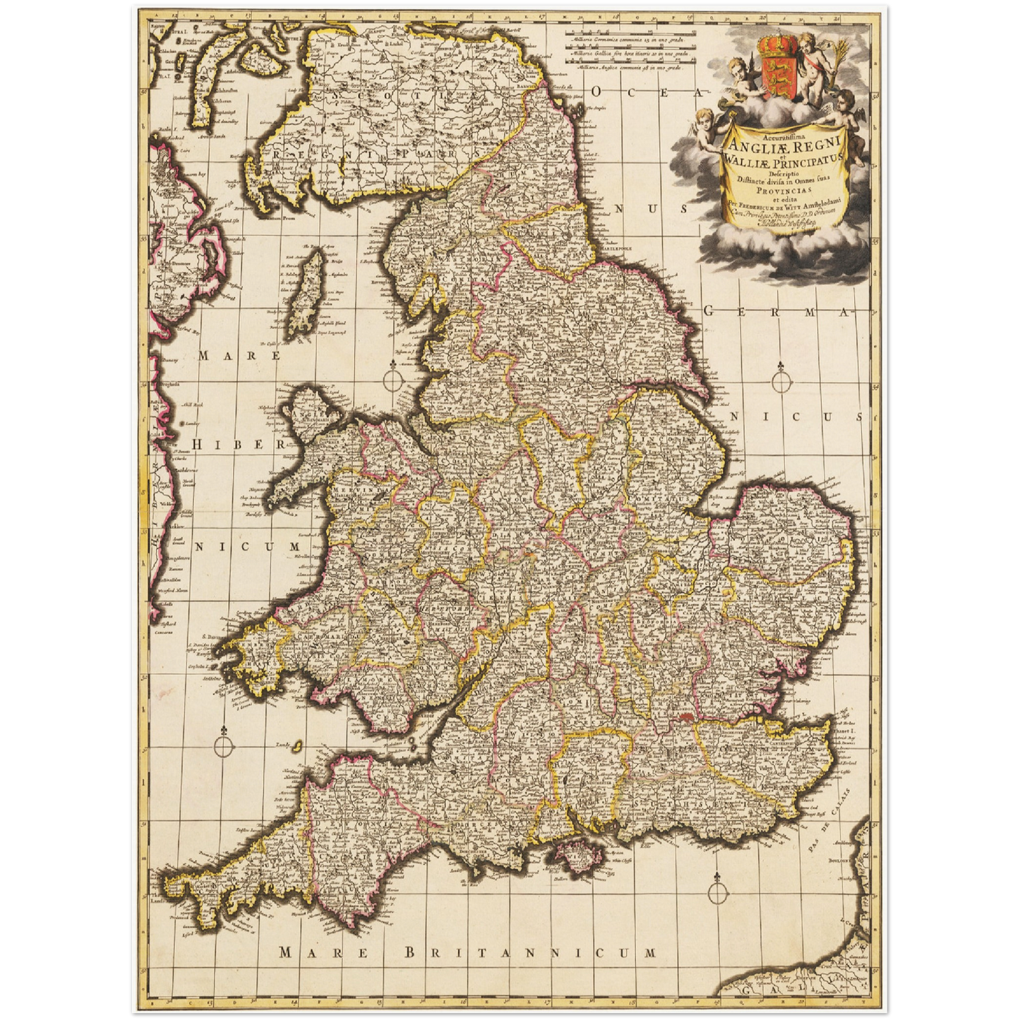 Historische Landkarte England um 1698