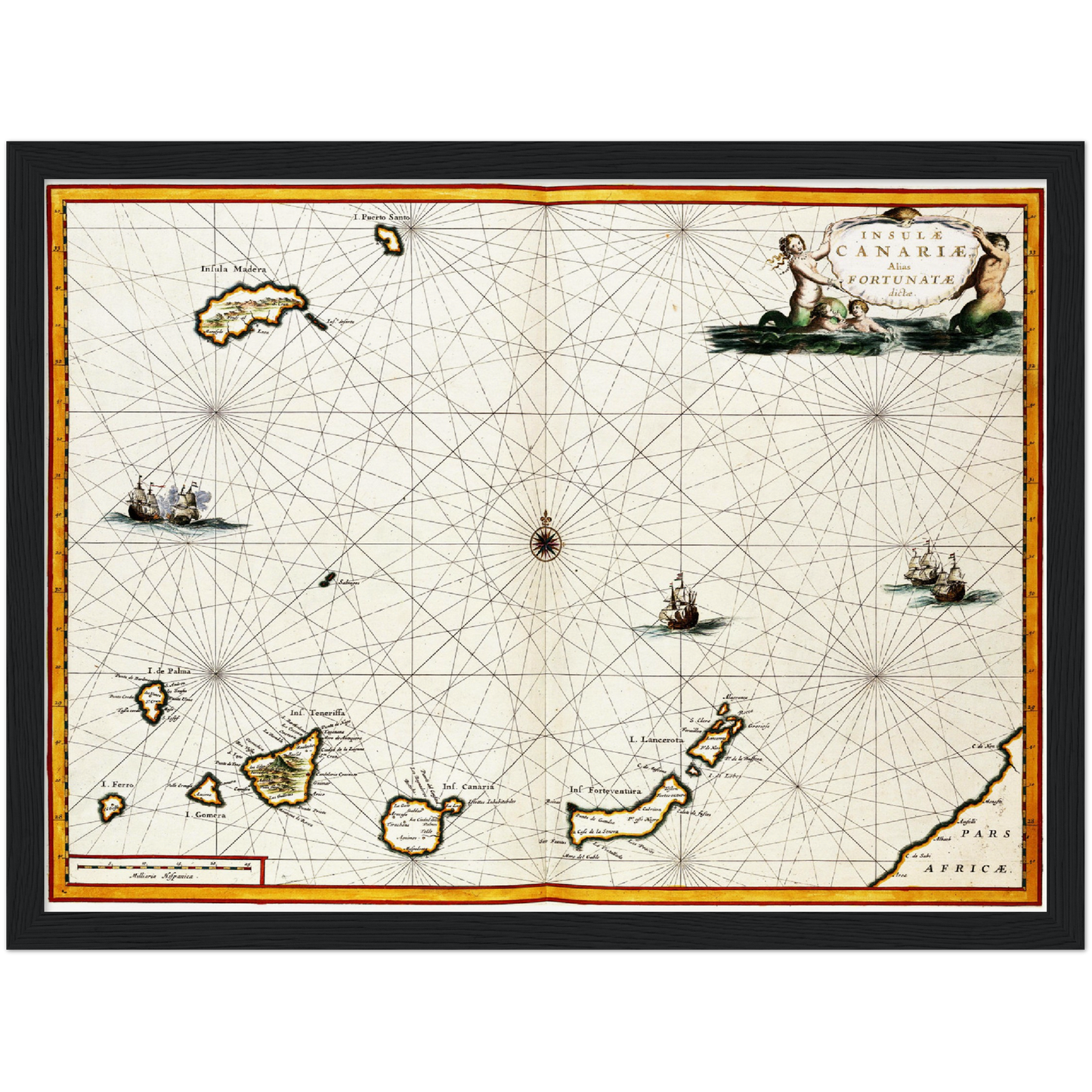 Historische Landkarte Kanarische Inseln um 1690