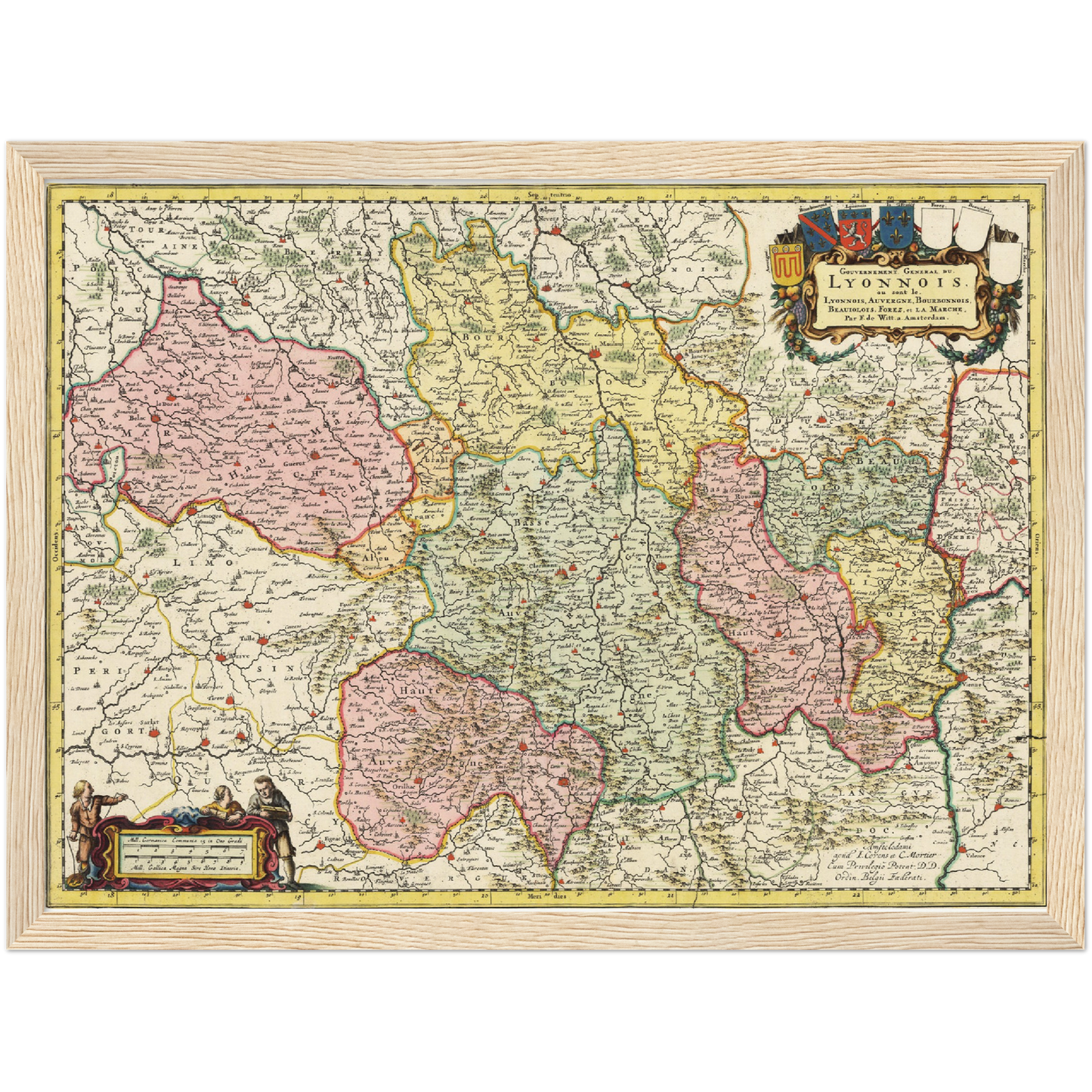 Historische Landkarte Auvergne um 1720
