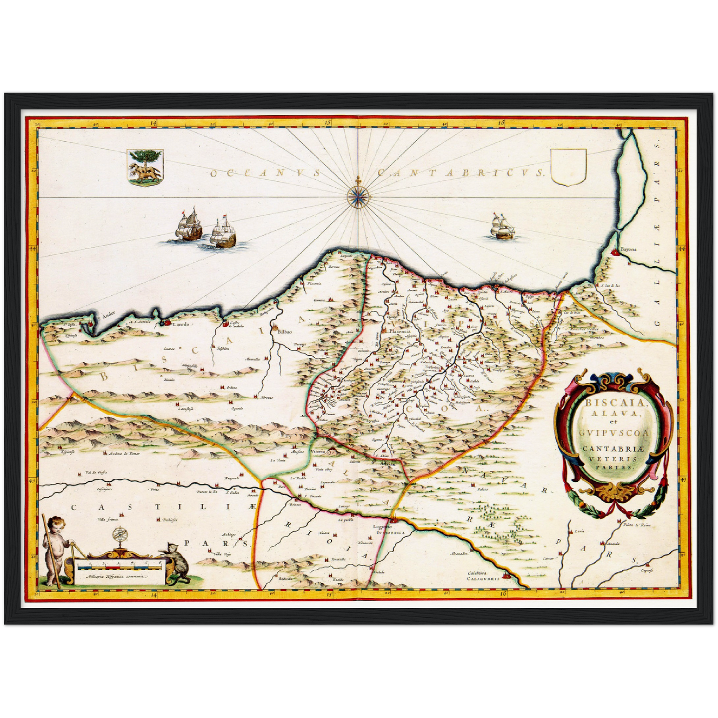 Historische Landkarte Kantabrien & Baskenland um 1690