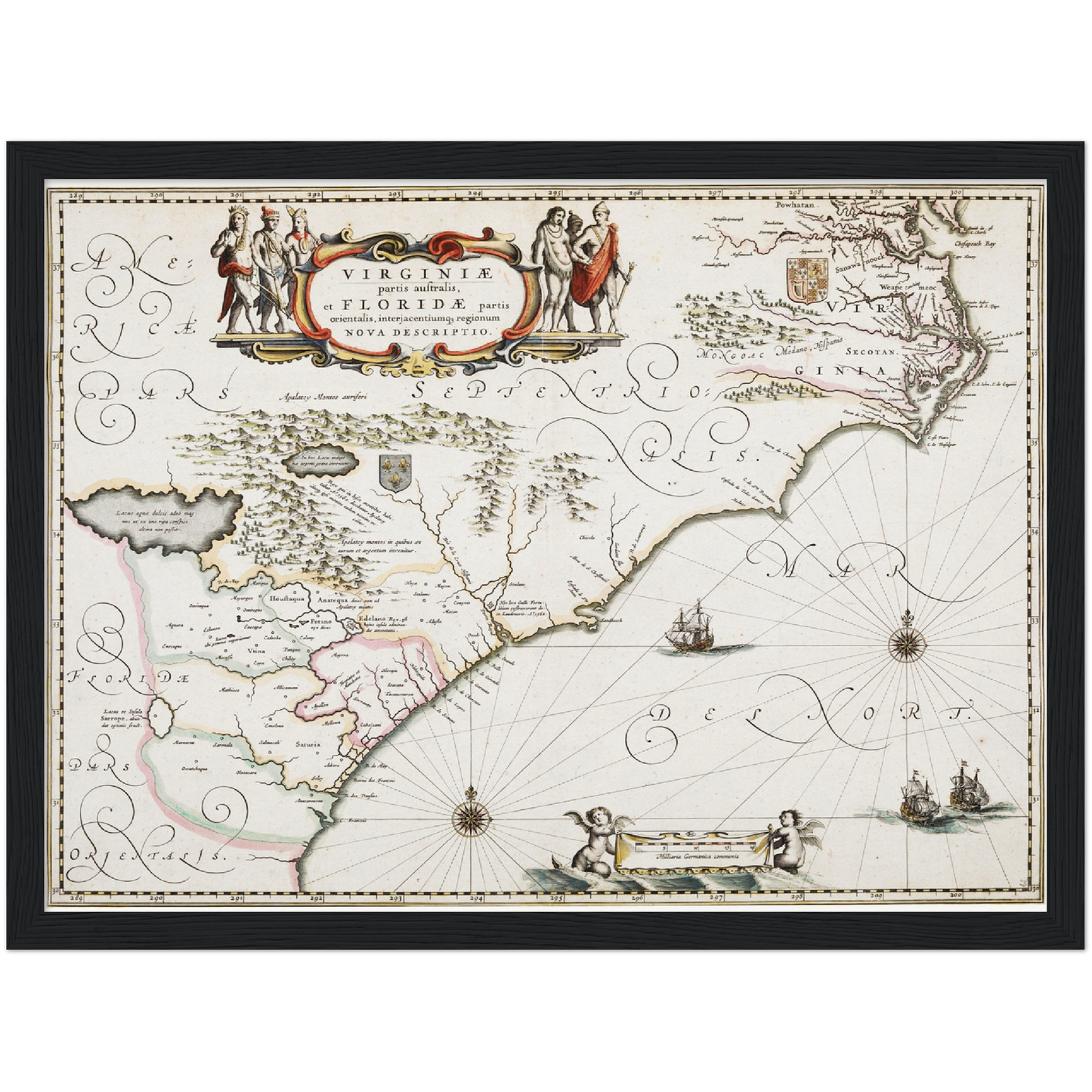 Historische Landkarte Kolonie Virginia um 1670