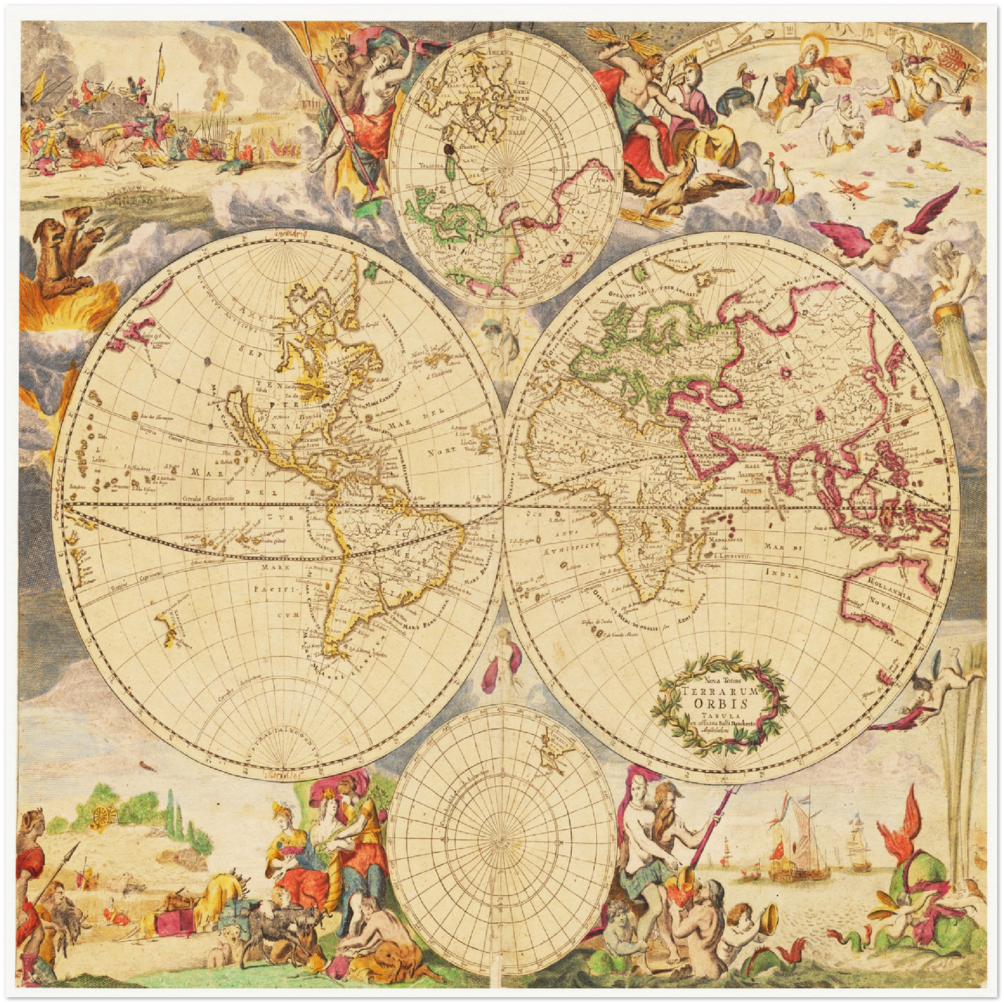 Historische Weltkarte um 1737