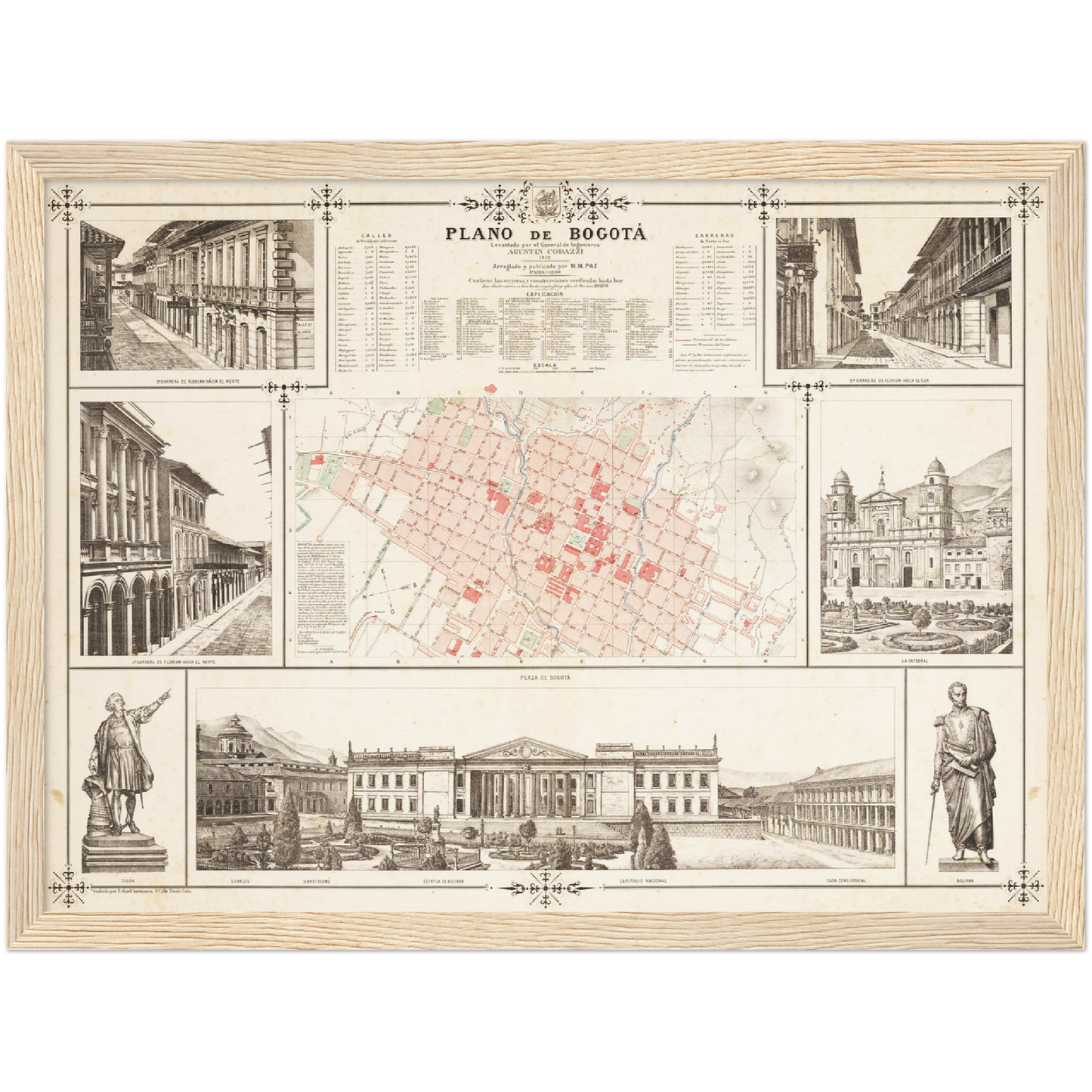 Historischer Stadtplan Bogota um 1890
