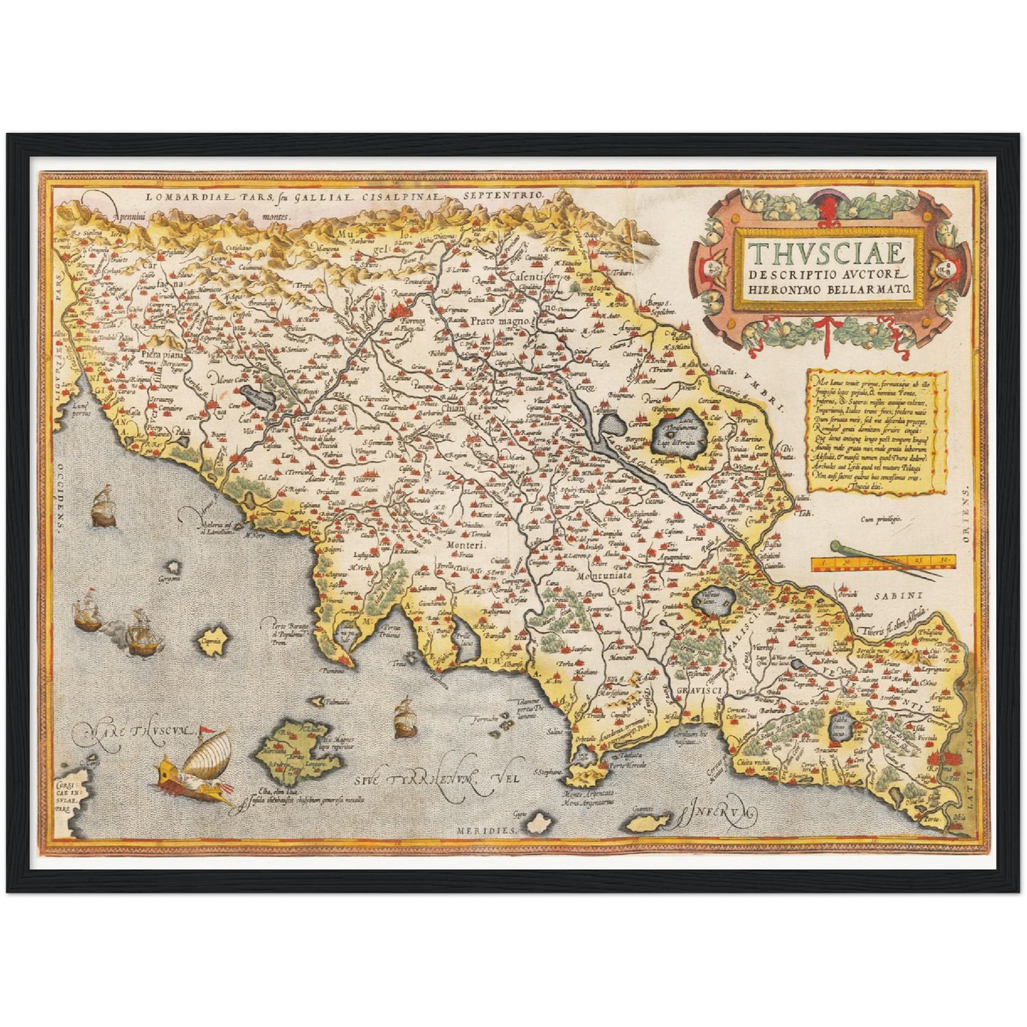 Historische Landkarte Toskana um 1609