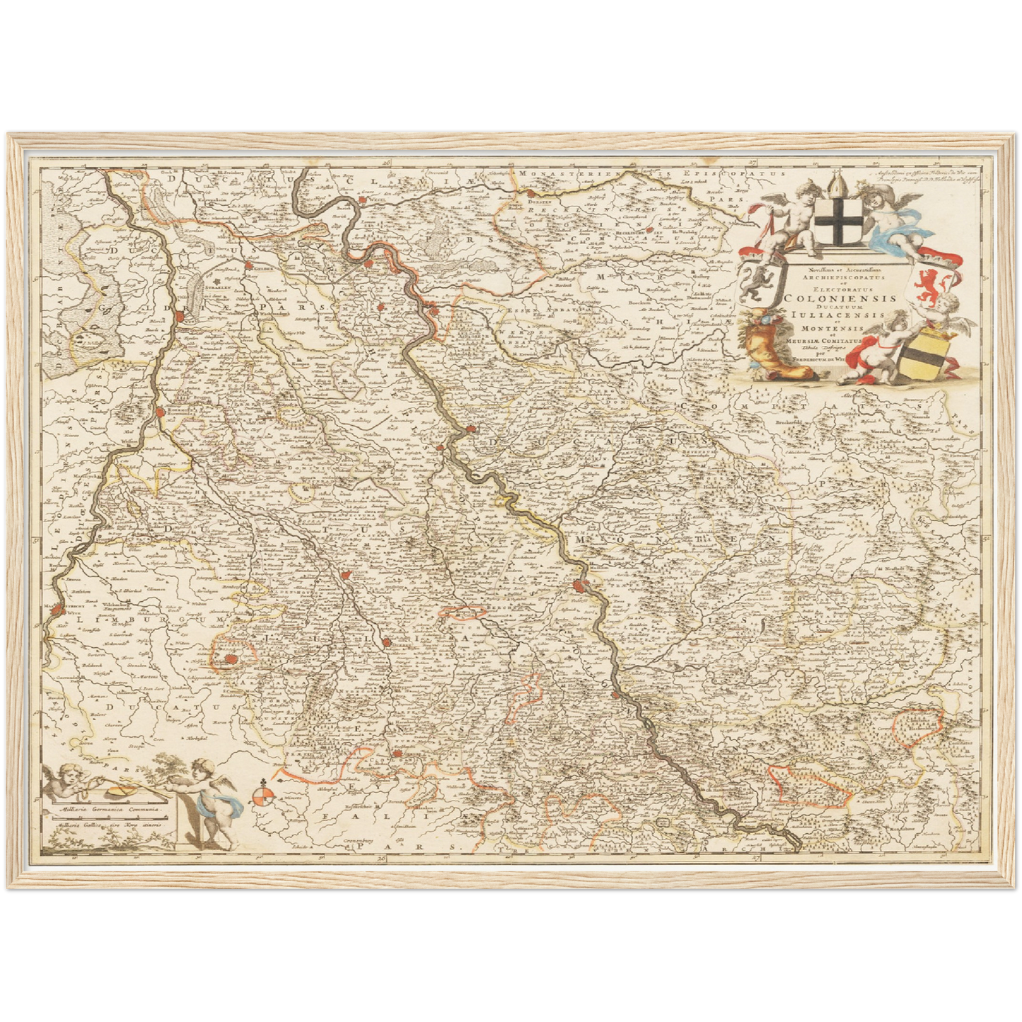 Historische Landkarte Rheinland um 1698