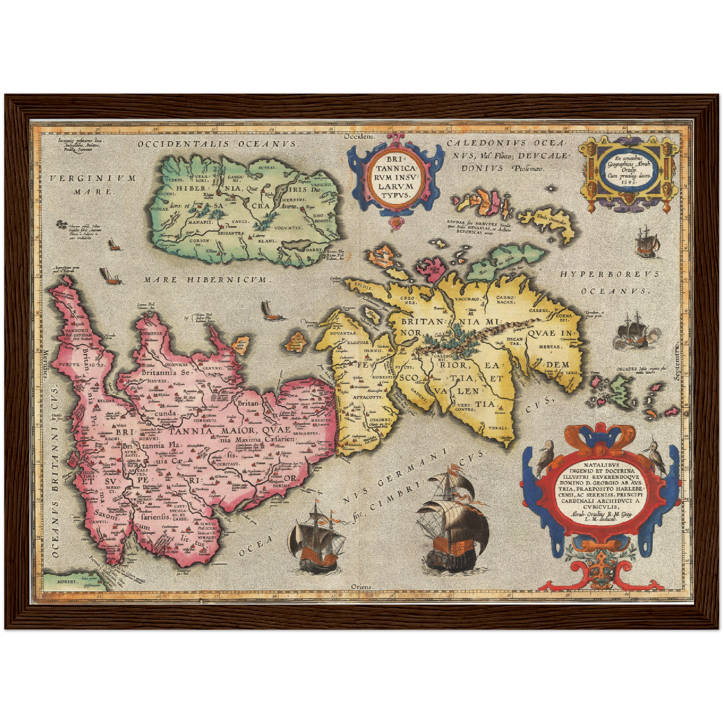 Historische Landkarte Historisches Britannien um 1595