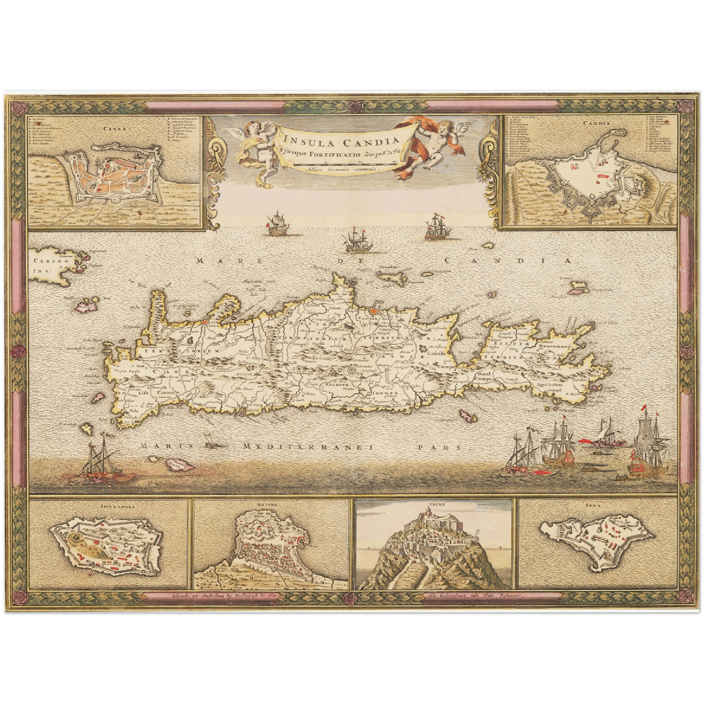 Historische Landkarte Kreta um 1698