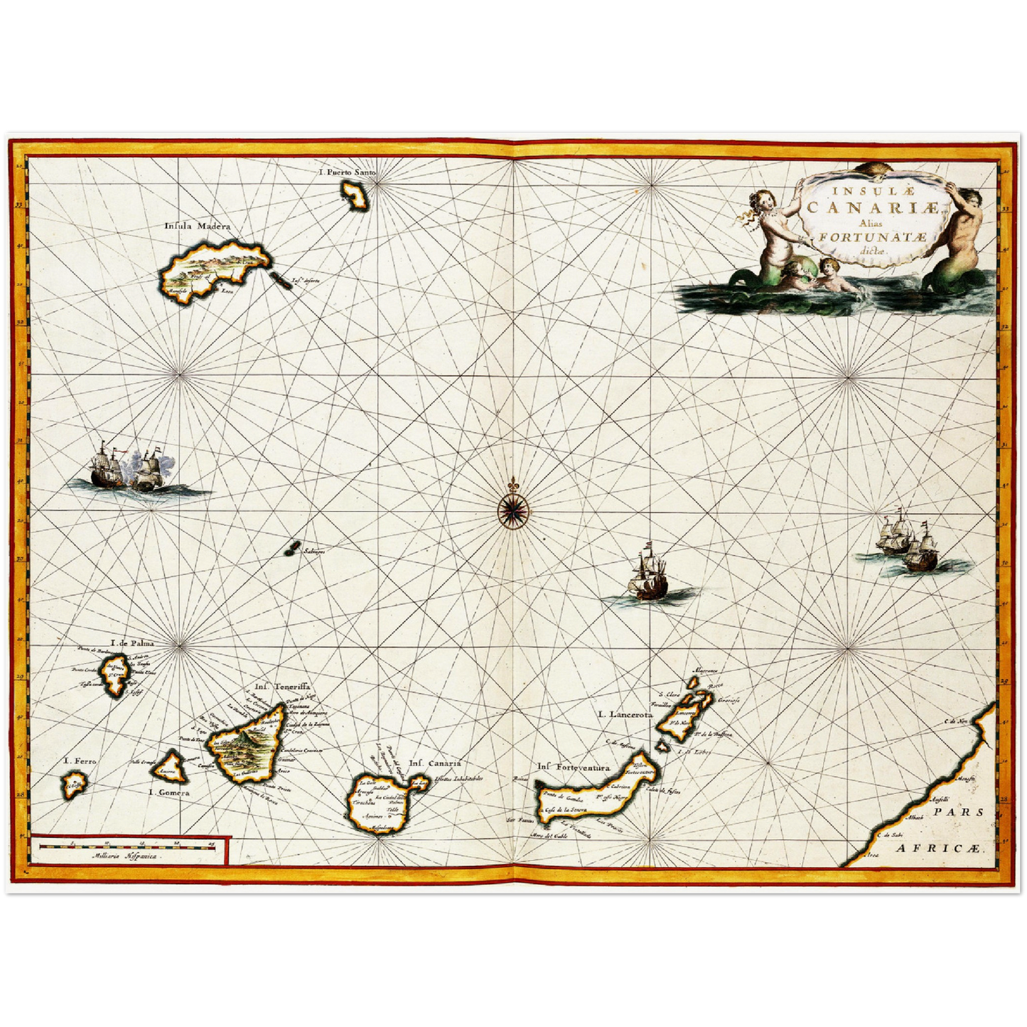 Historische Landkarte Kanarische Inseln um 1690