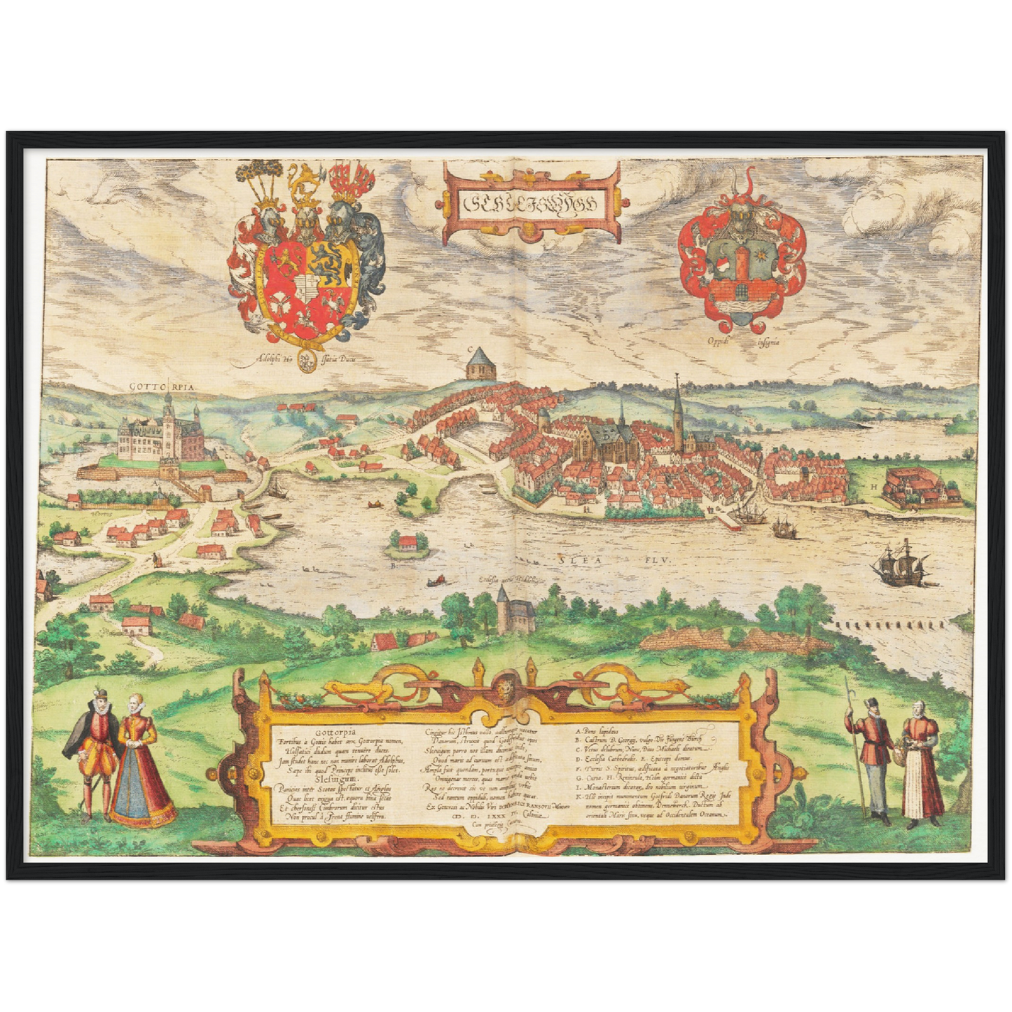 Historische Stadtansicht Schleswig um 1592