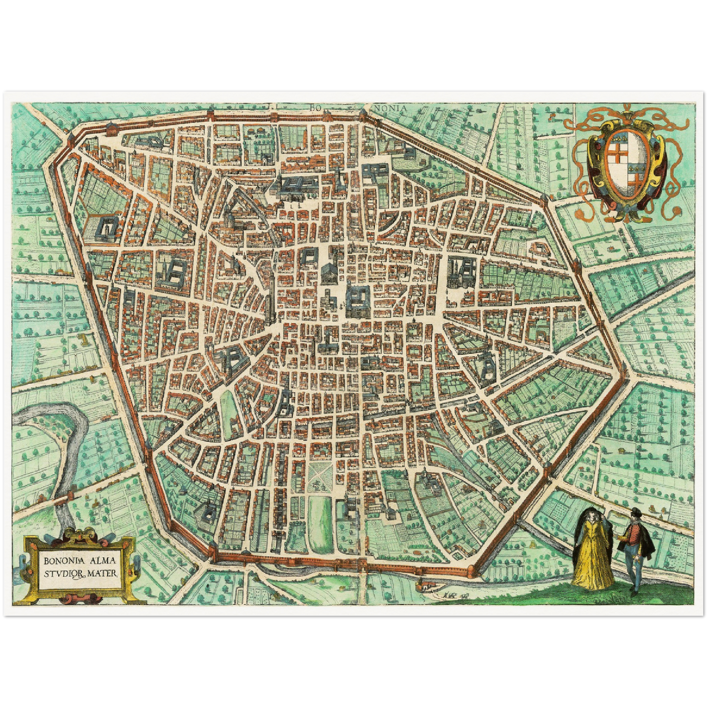 Historische Stadtansicht Bologna um 1609
