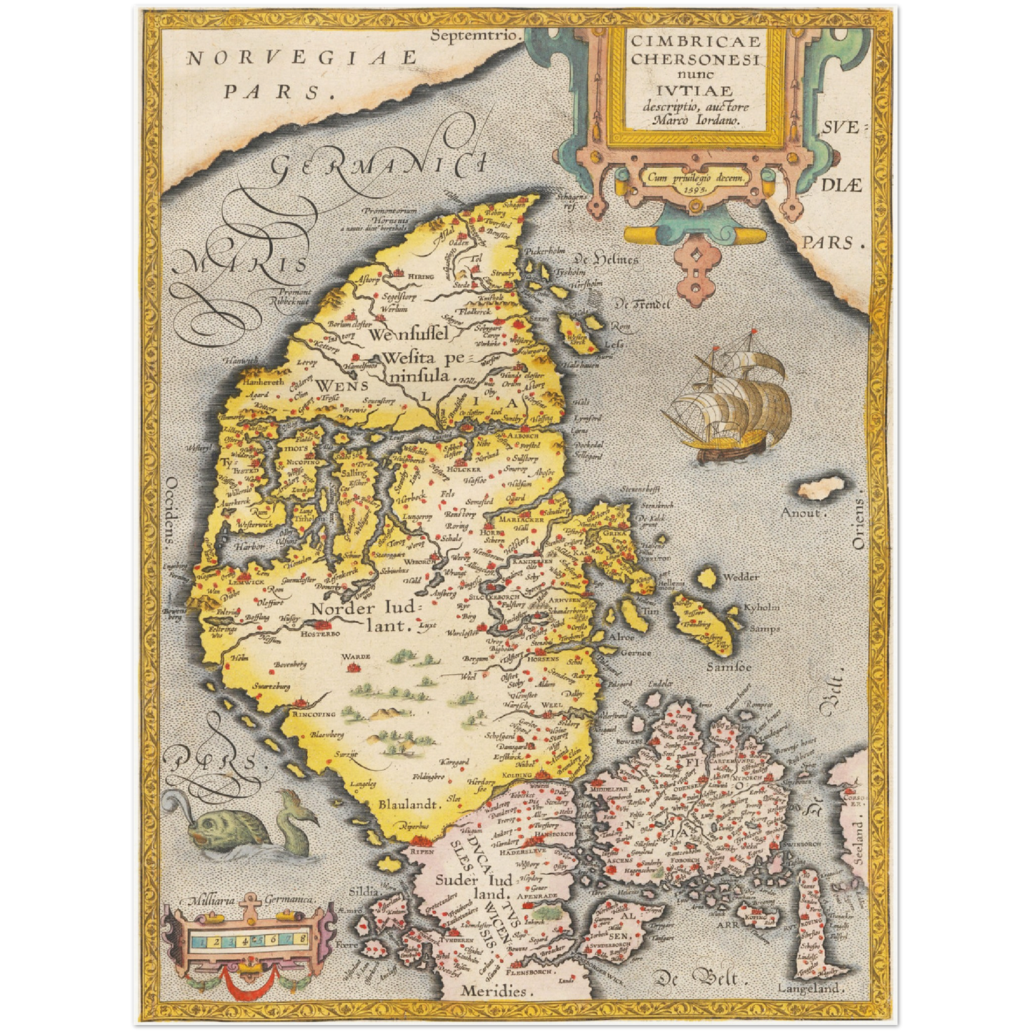 Historische Landkarte Jutland um 1609