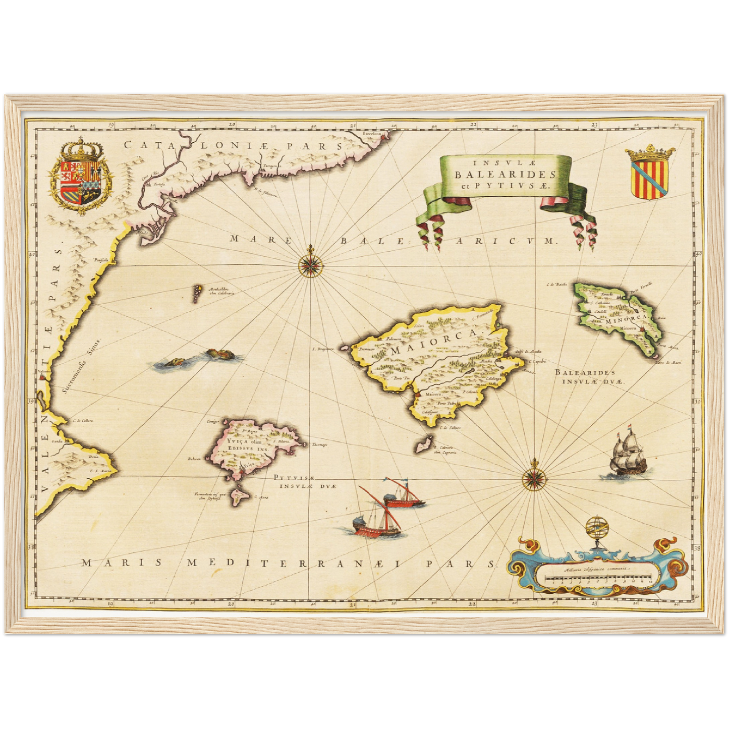 Historische Landkarte Balearische Inseln um 1635