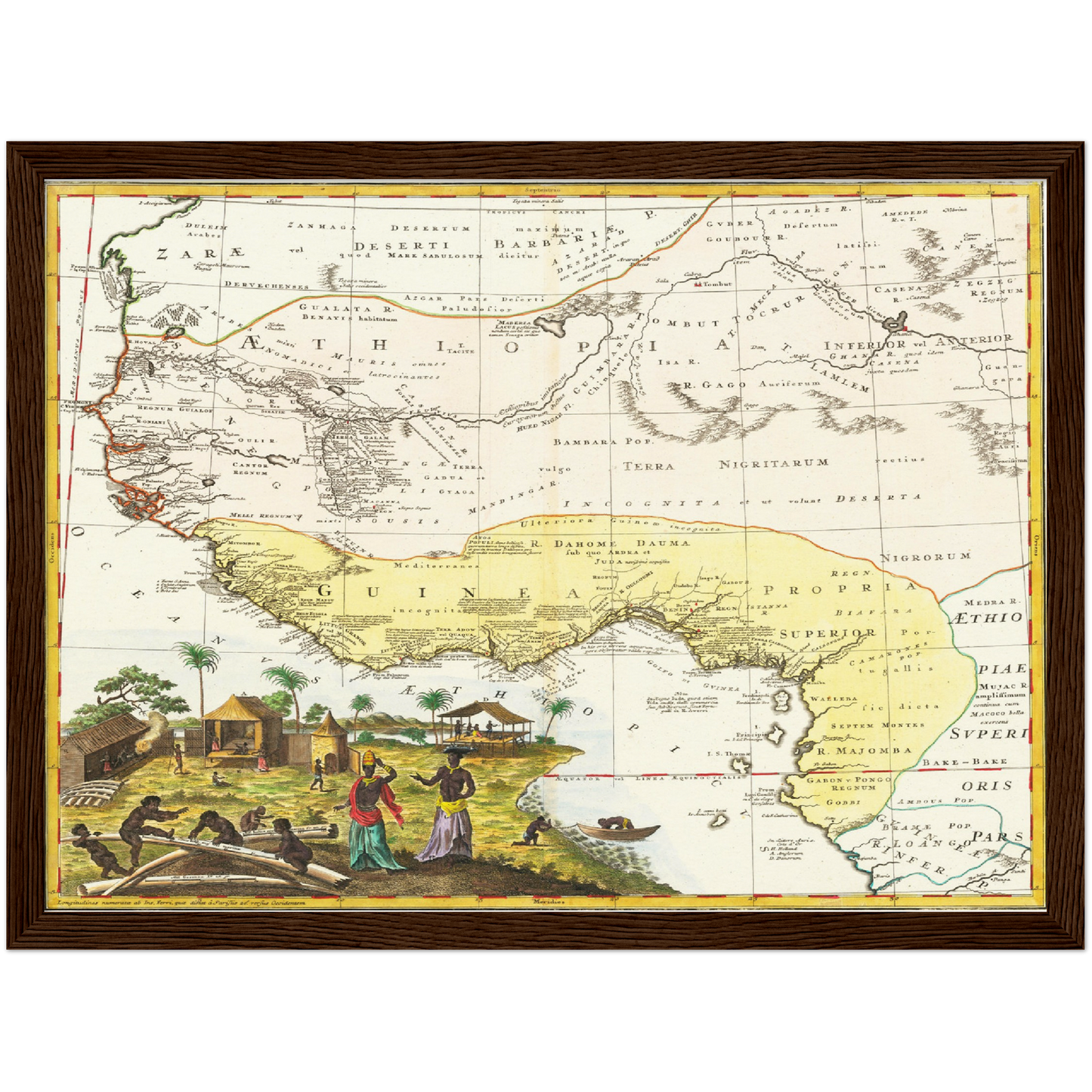 Historische Landkarte Westafrika um 1743