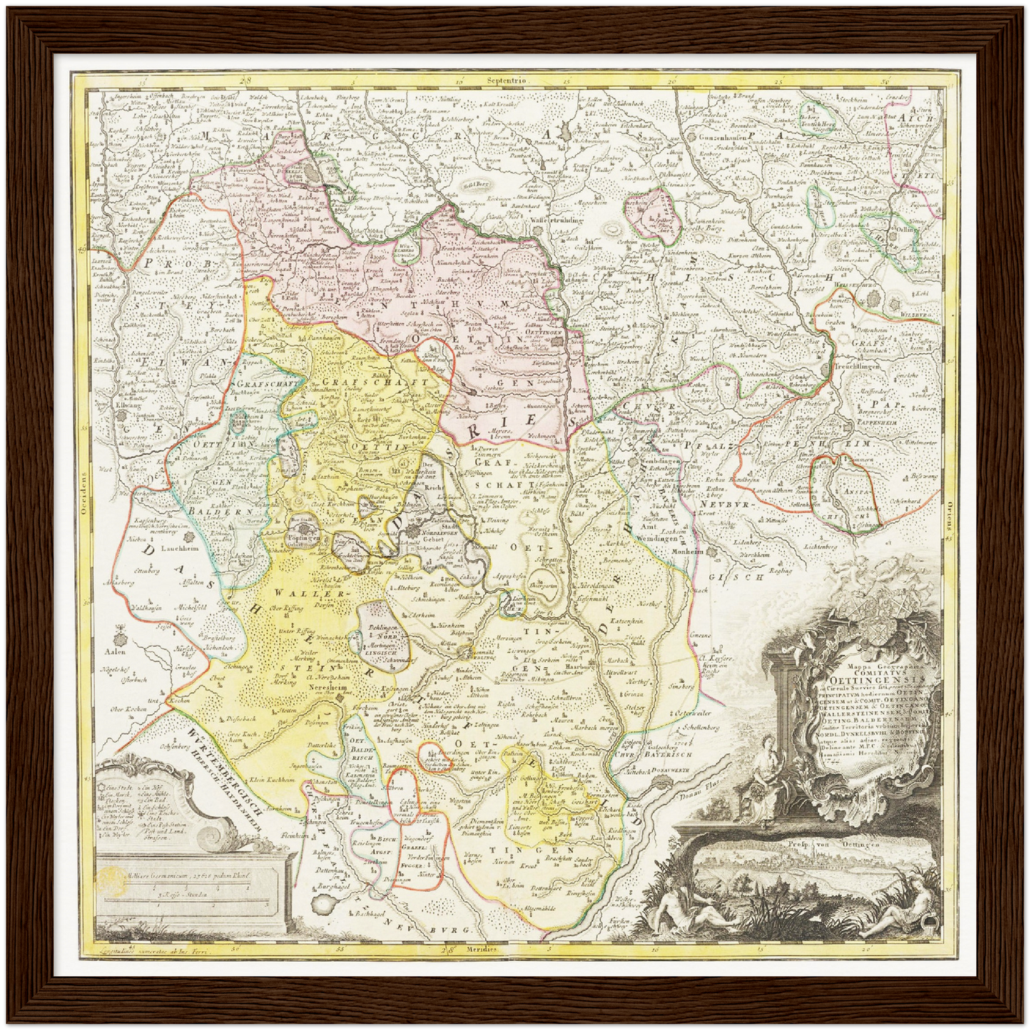 Historische Landkarte Oettingen um 1744
