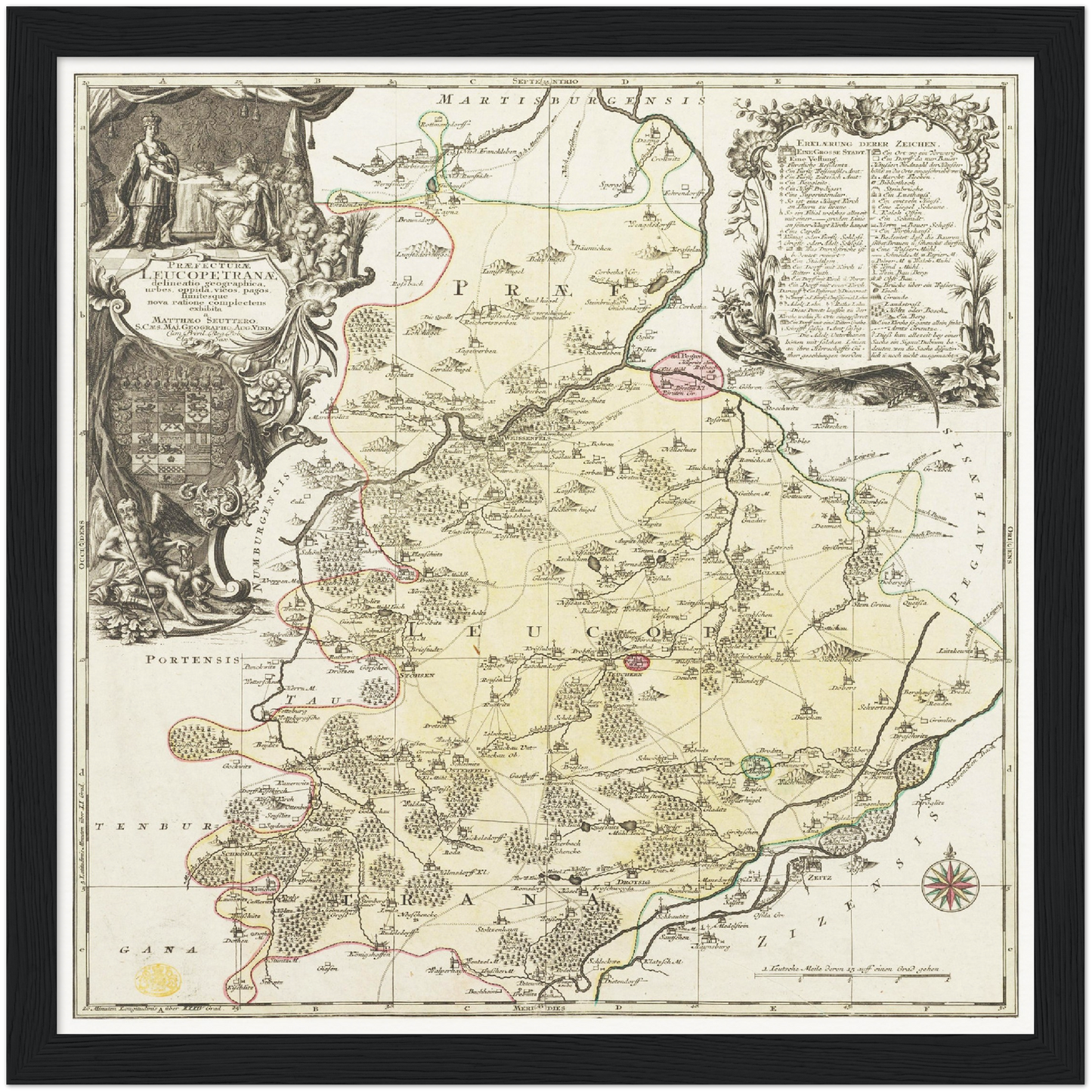 Historische Landkarte Teuchern um 1750