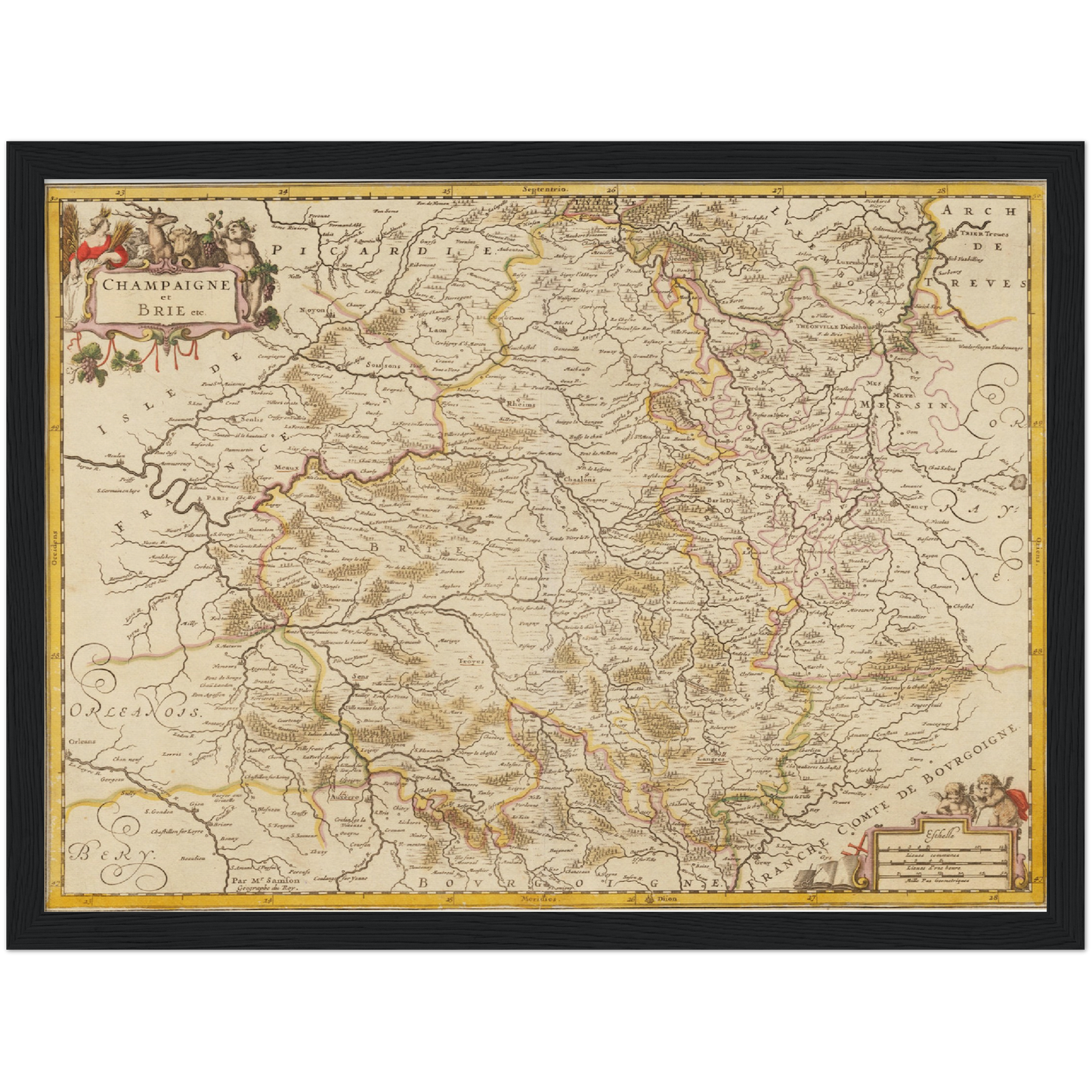 Historische Landkarte Champagne um 1698
