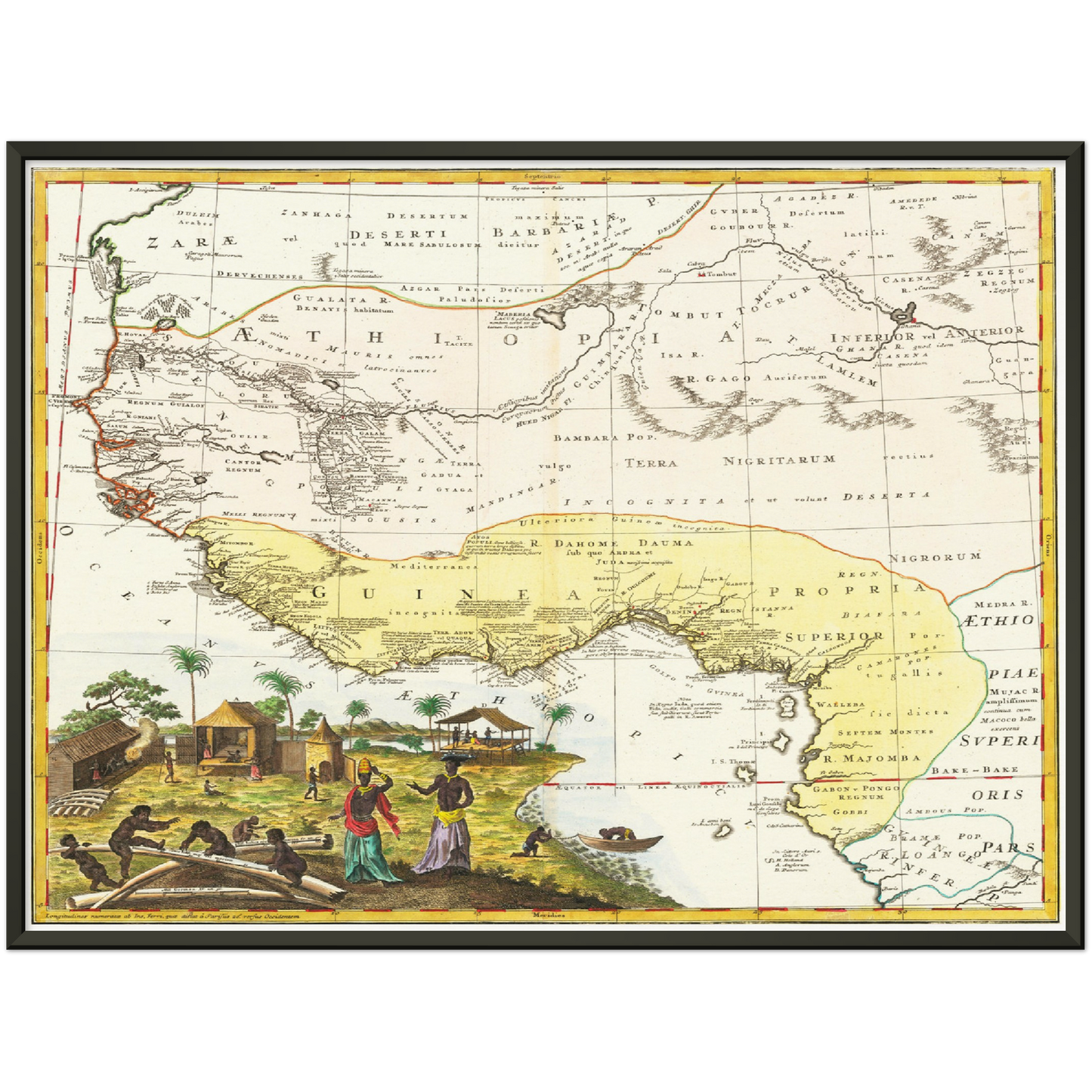 Historische Landkarte Westafrika um 1743
