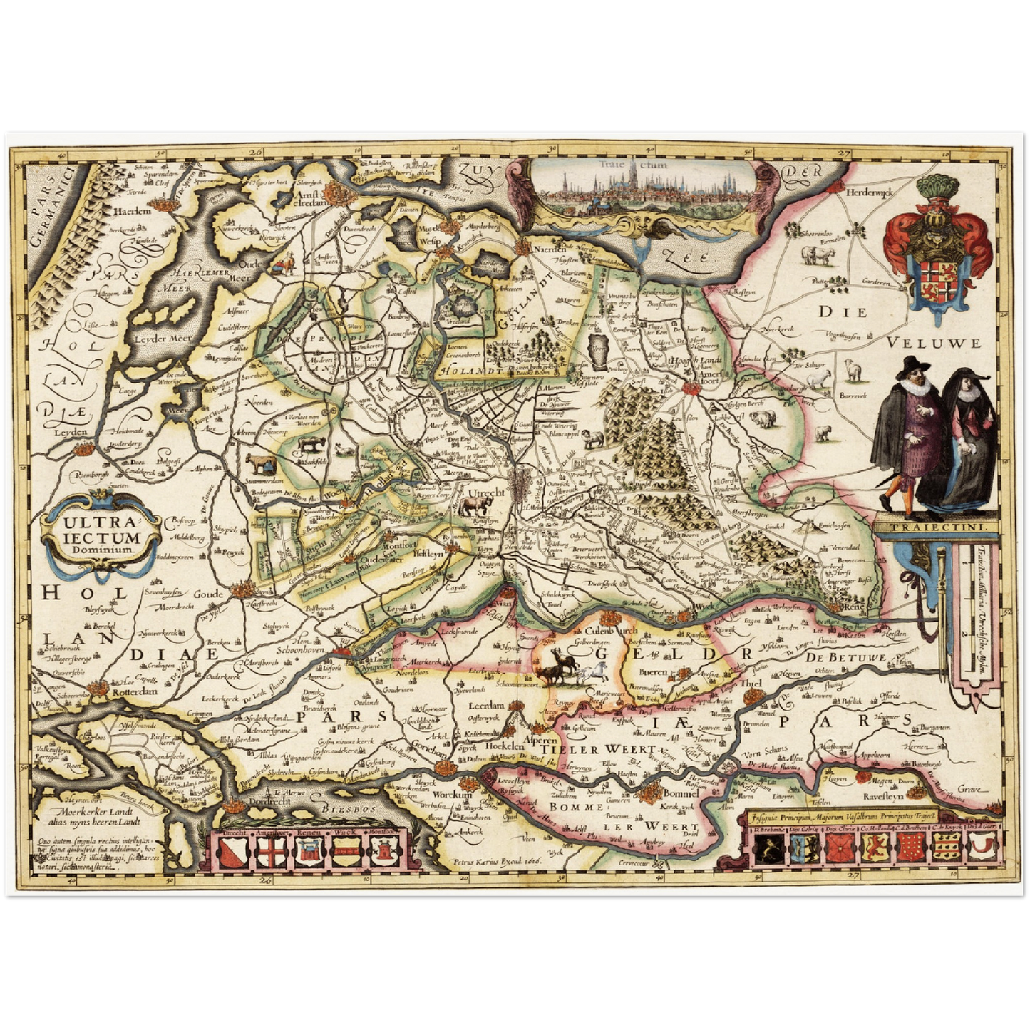 Historische Landkarte Provinz Utrecht um 1617