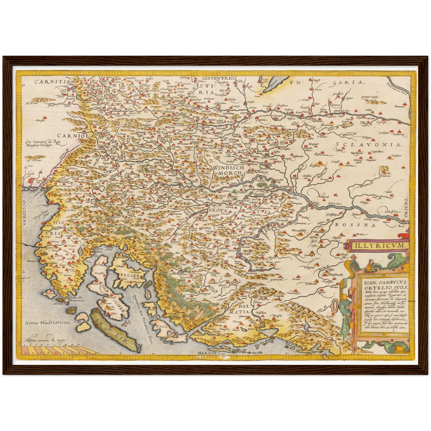 Historische Landkarte Slowenien & Kroatien um 1609