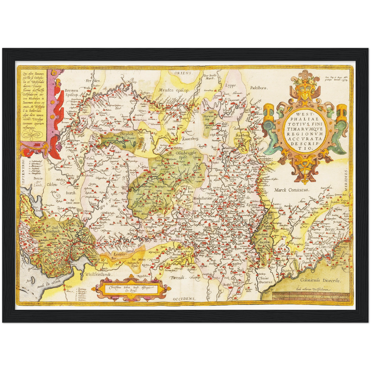 Historische Landkarte Westfalen um 1609