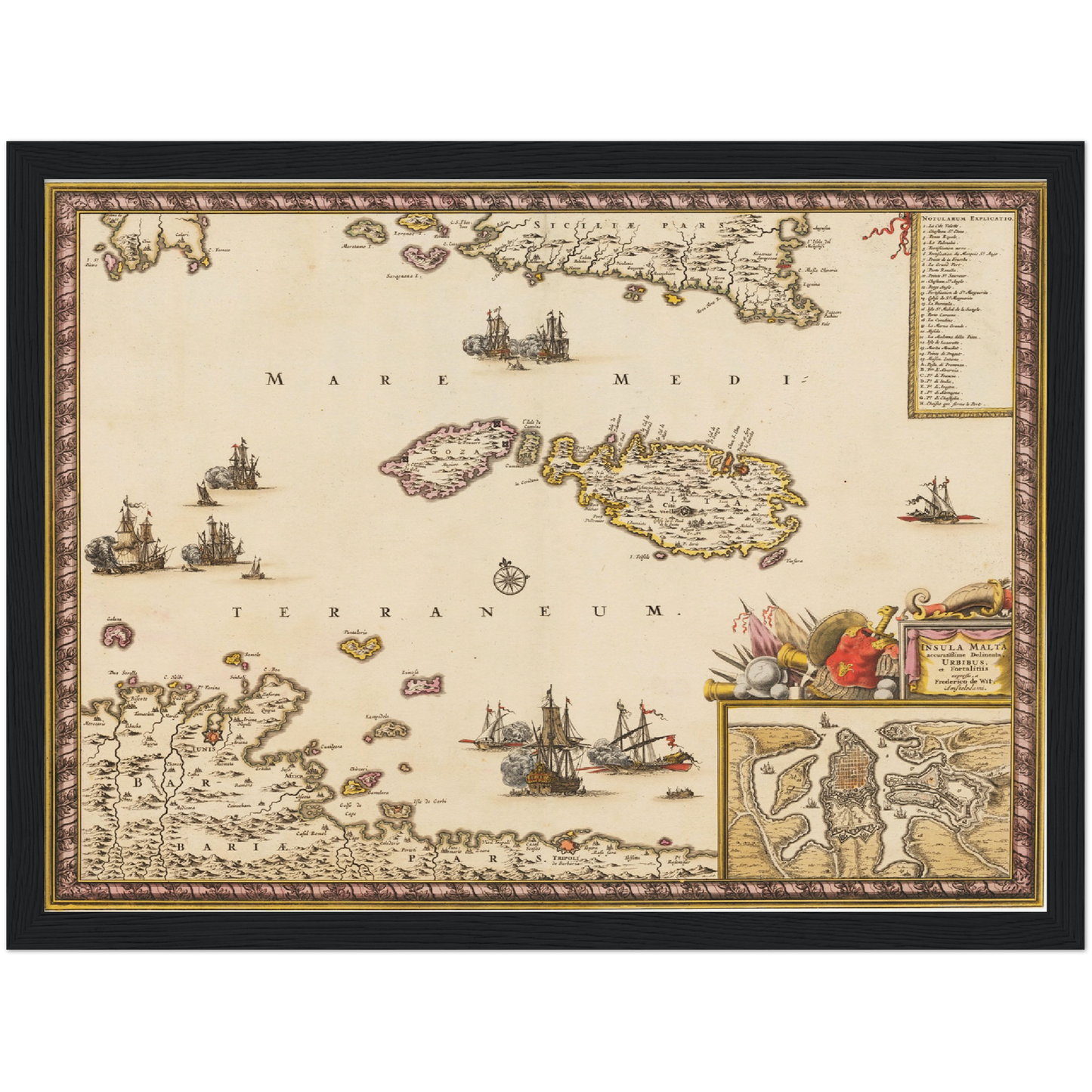 Historische Landkarte Malta um 1698