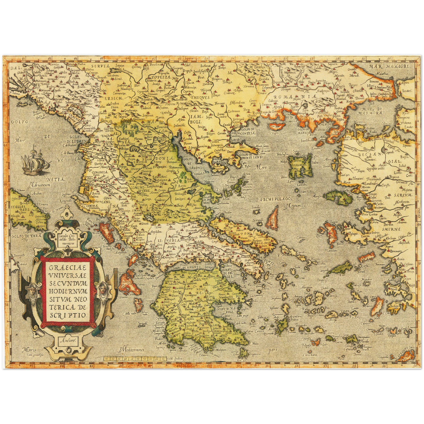 Historische Landkarte Griechenland um 1609