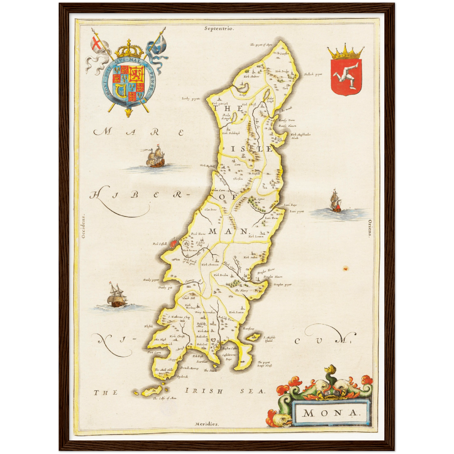 Historische Landkarte Isle of Man um 1635