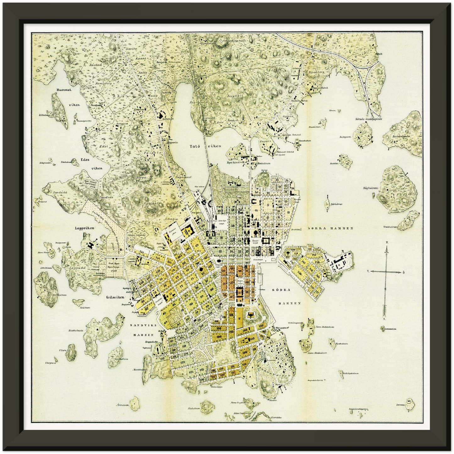 Historischer Stadtplan Helsinki um 1876