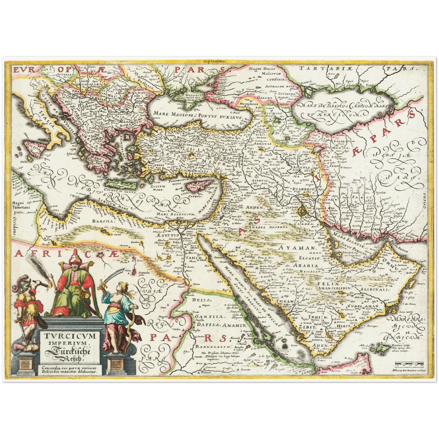 Historische Landkarte Naher Osten um 1636