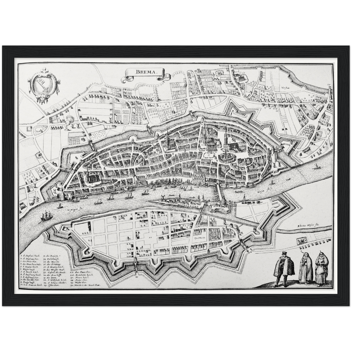 Historischer Stadtplan Bremen um 1650