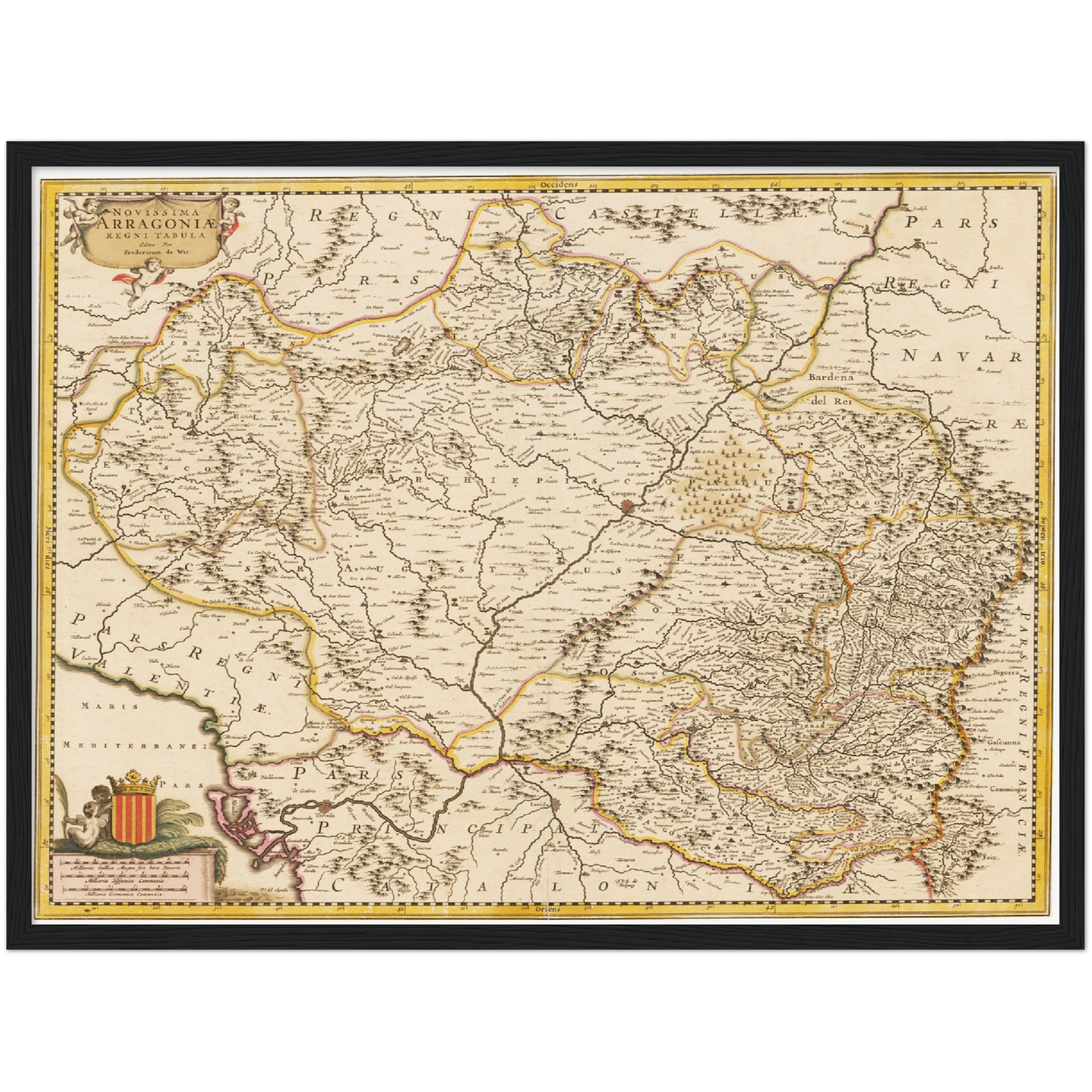 Historische Landkarte Aragonien um 1698