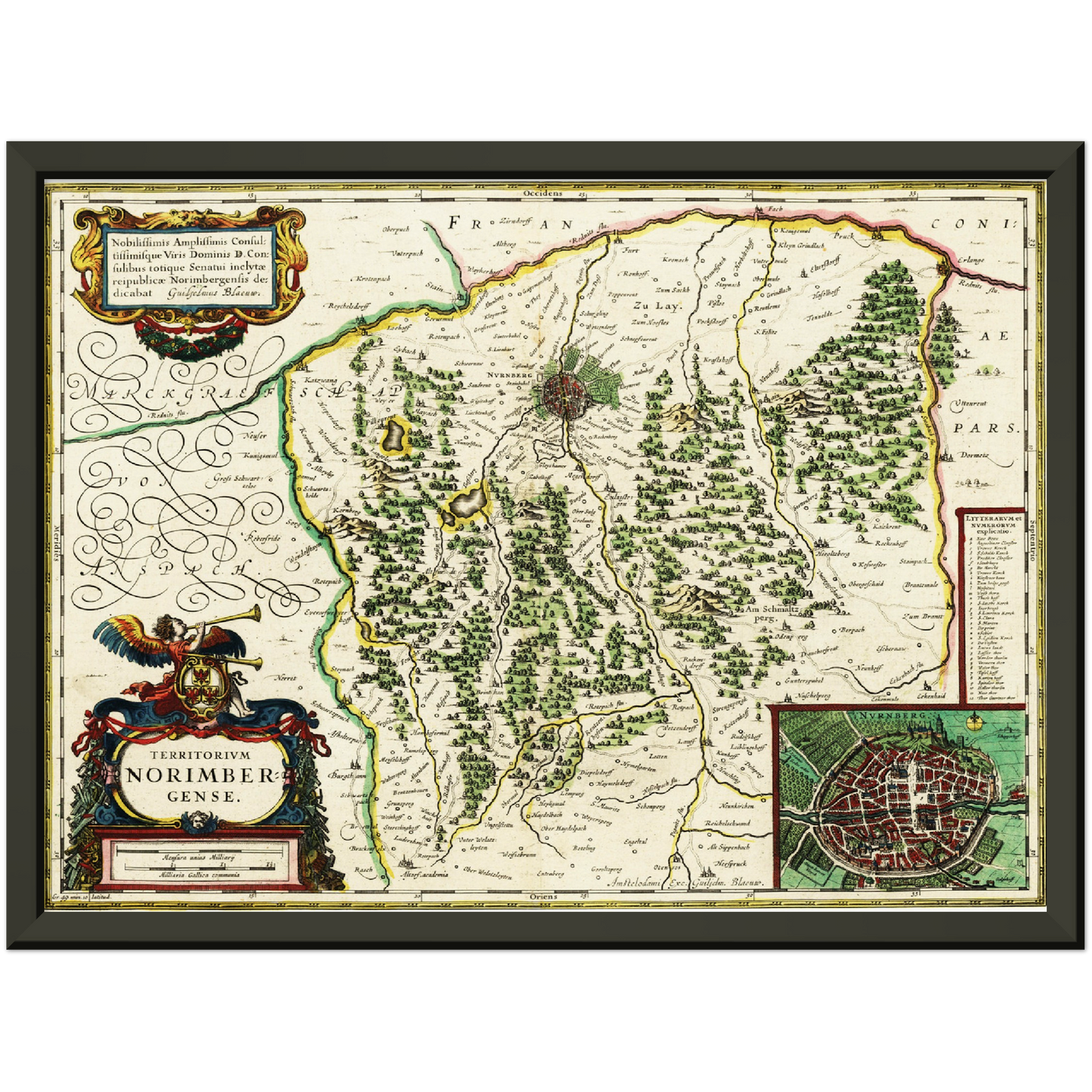 Historische Landkarte Nürnberg um 1647