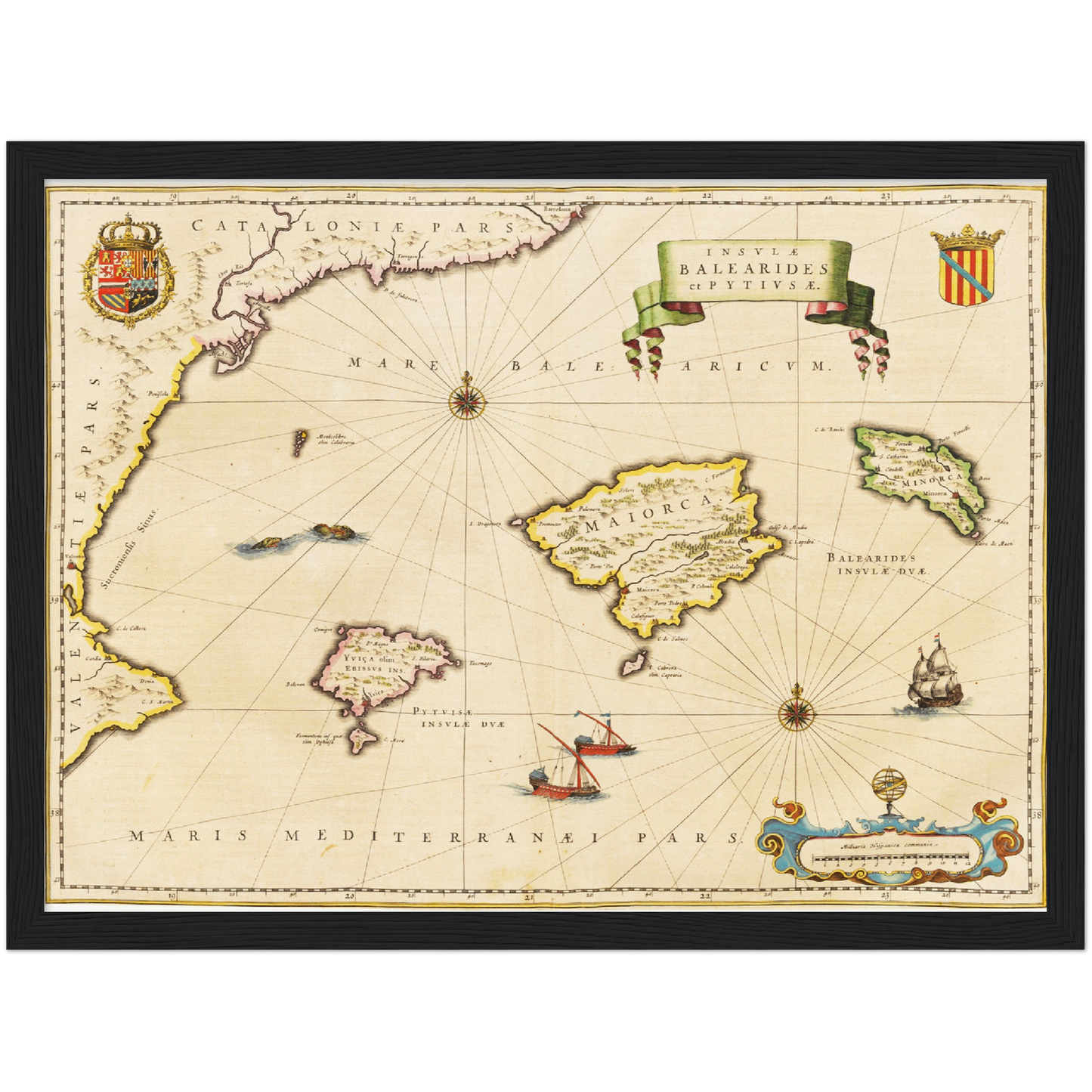 Historische Landkarte Balearische Inseln um 1635