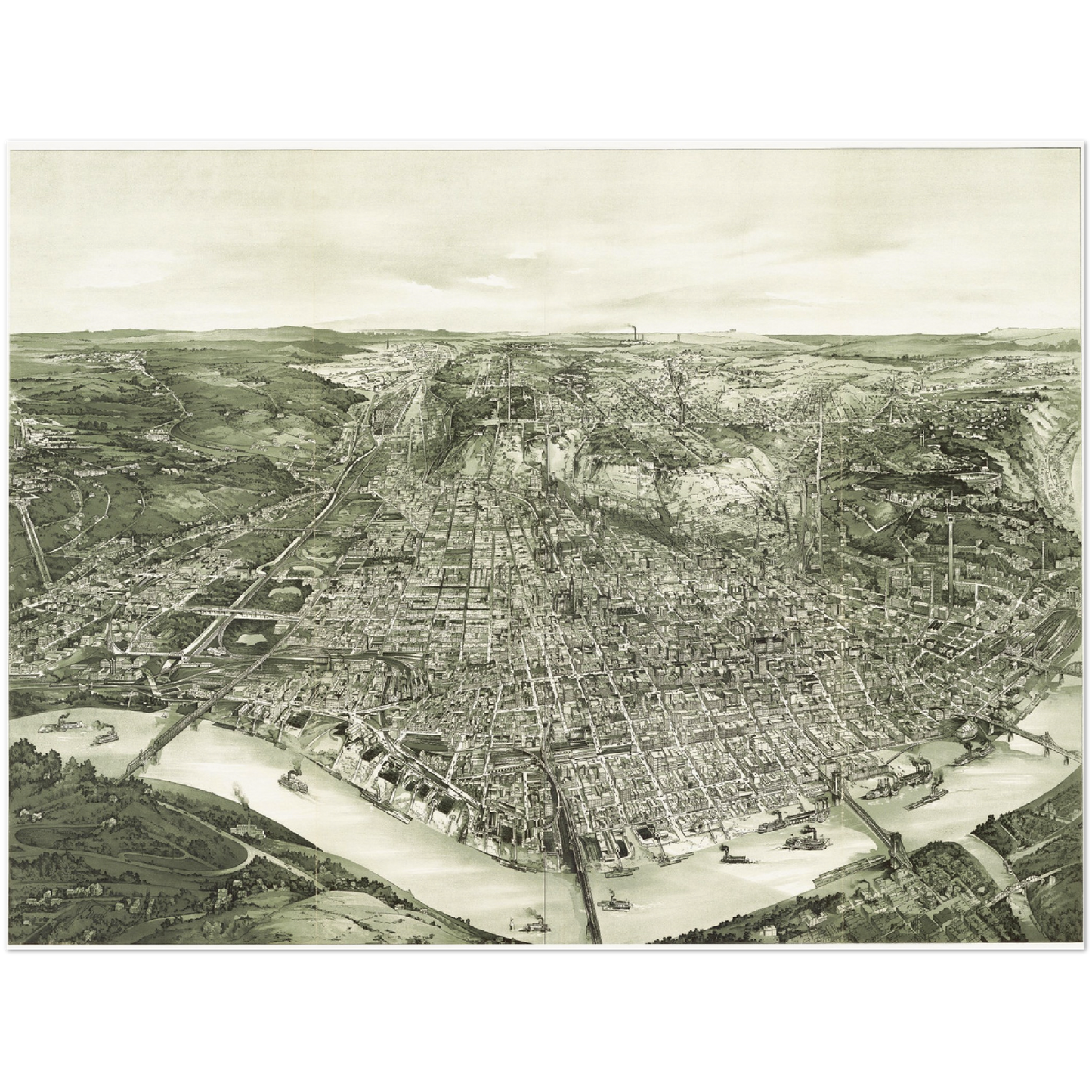 Historische Stadtansicht Cincinnati um 1900