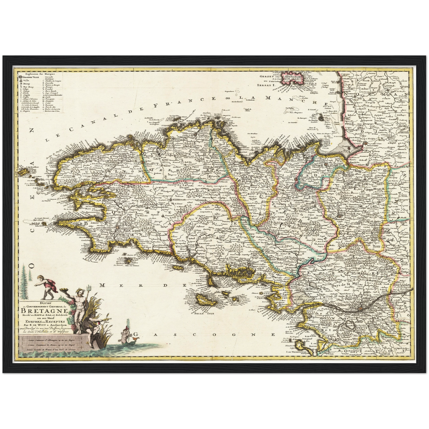 Historische Landkarte Bretagne um 1698
