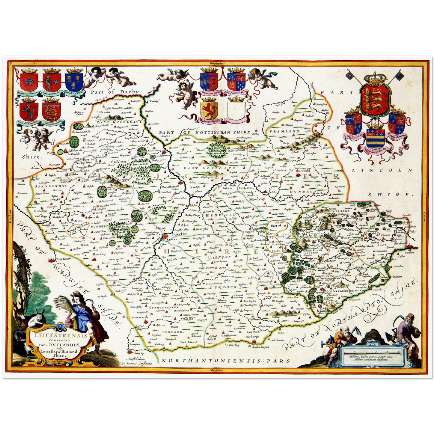 Historische Landkarte Leicestershire um 1646