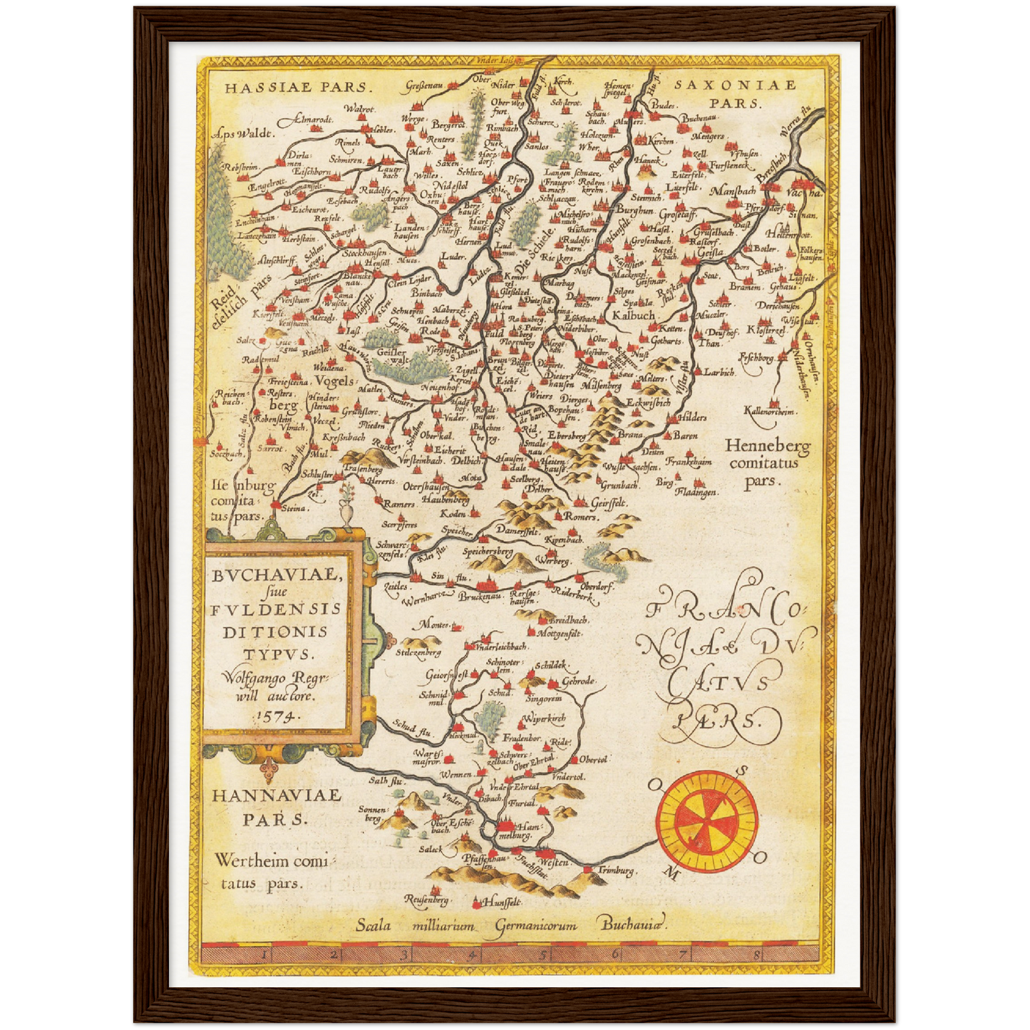 Historische Landkarte Fulda um 1609