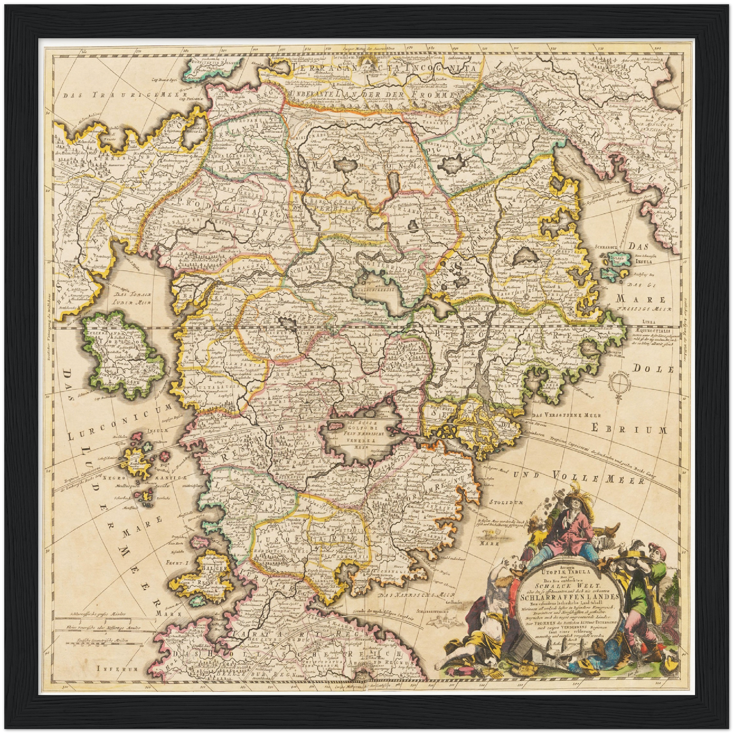 Historische Landkarte Schlaraffenland um 1694