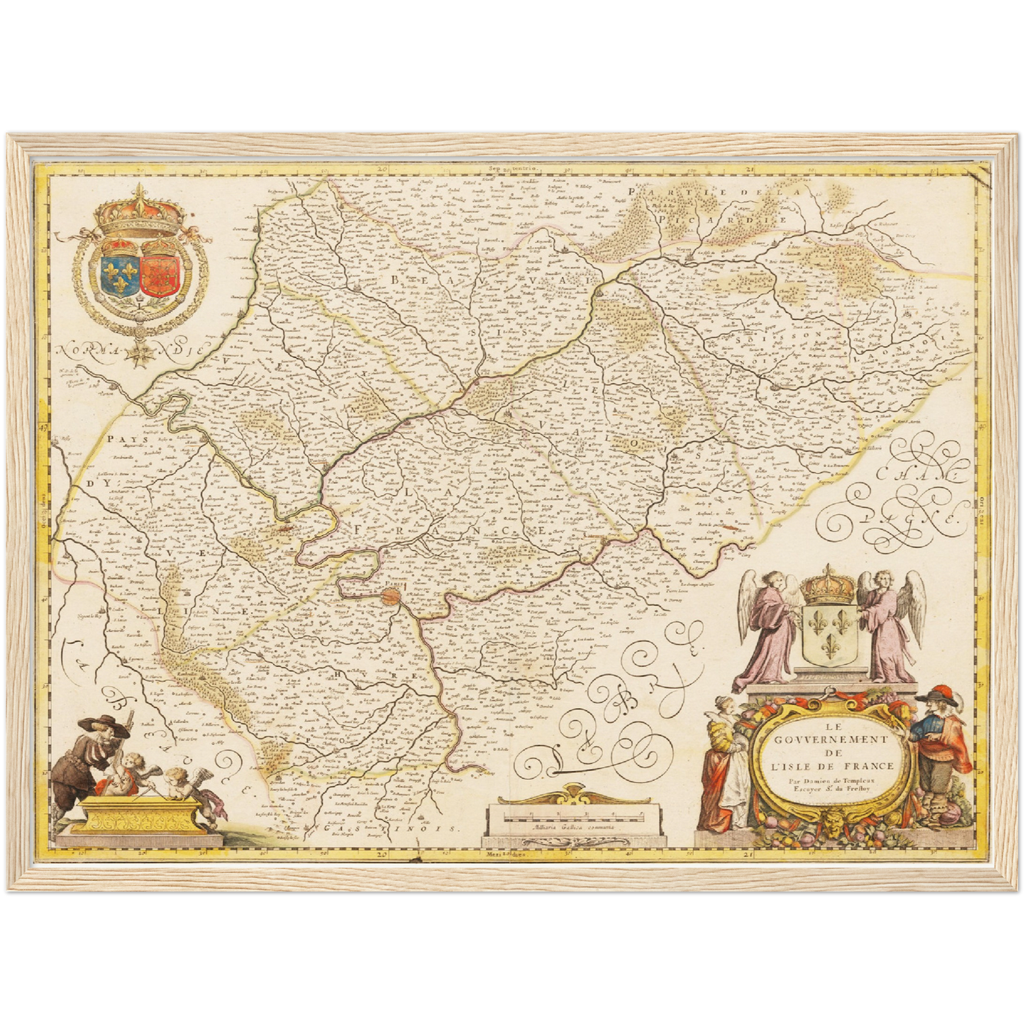 Historische Landkarte Île-de-France um 1698