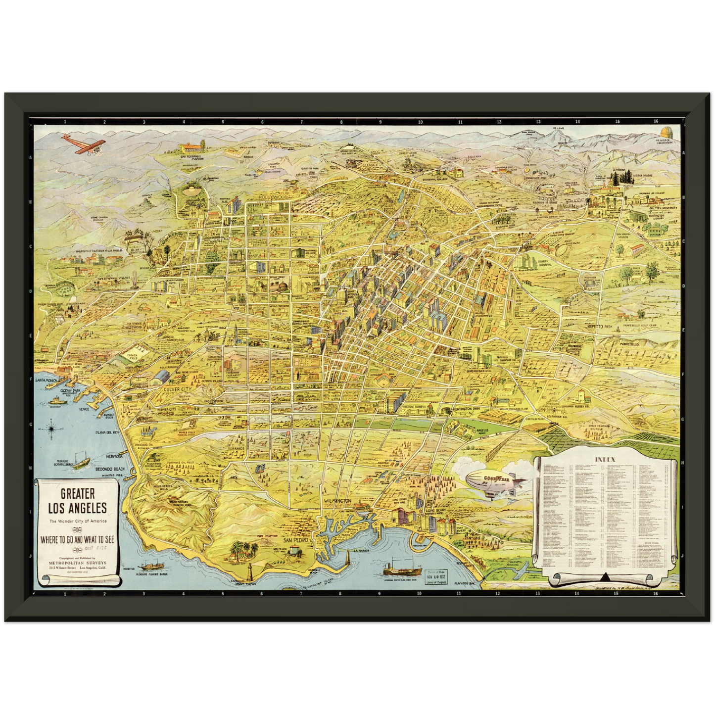 Historische Stadtansicht Greater Los Angeles um 1932