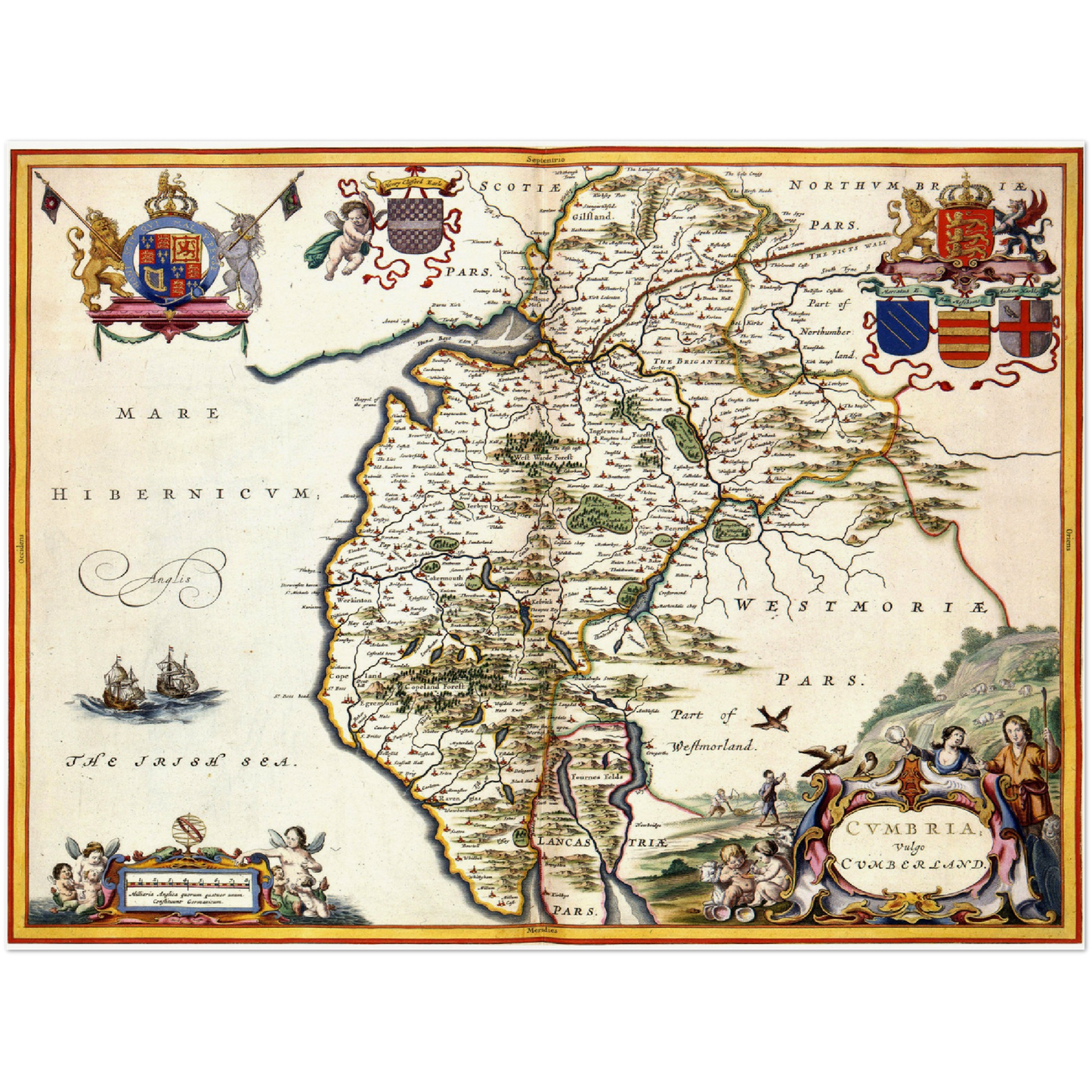 Historische Landkarte Cumbria um 1646