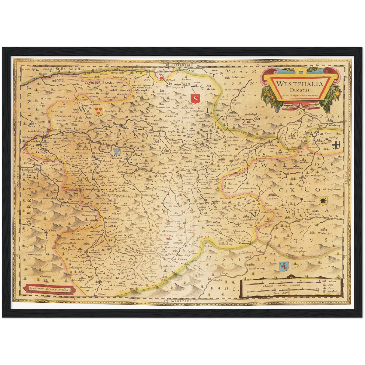 Historische Landkarte Westfalen um 1635
